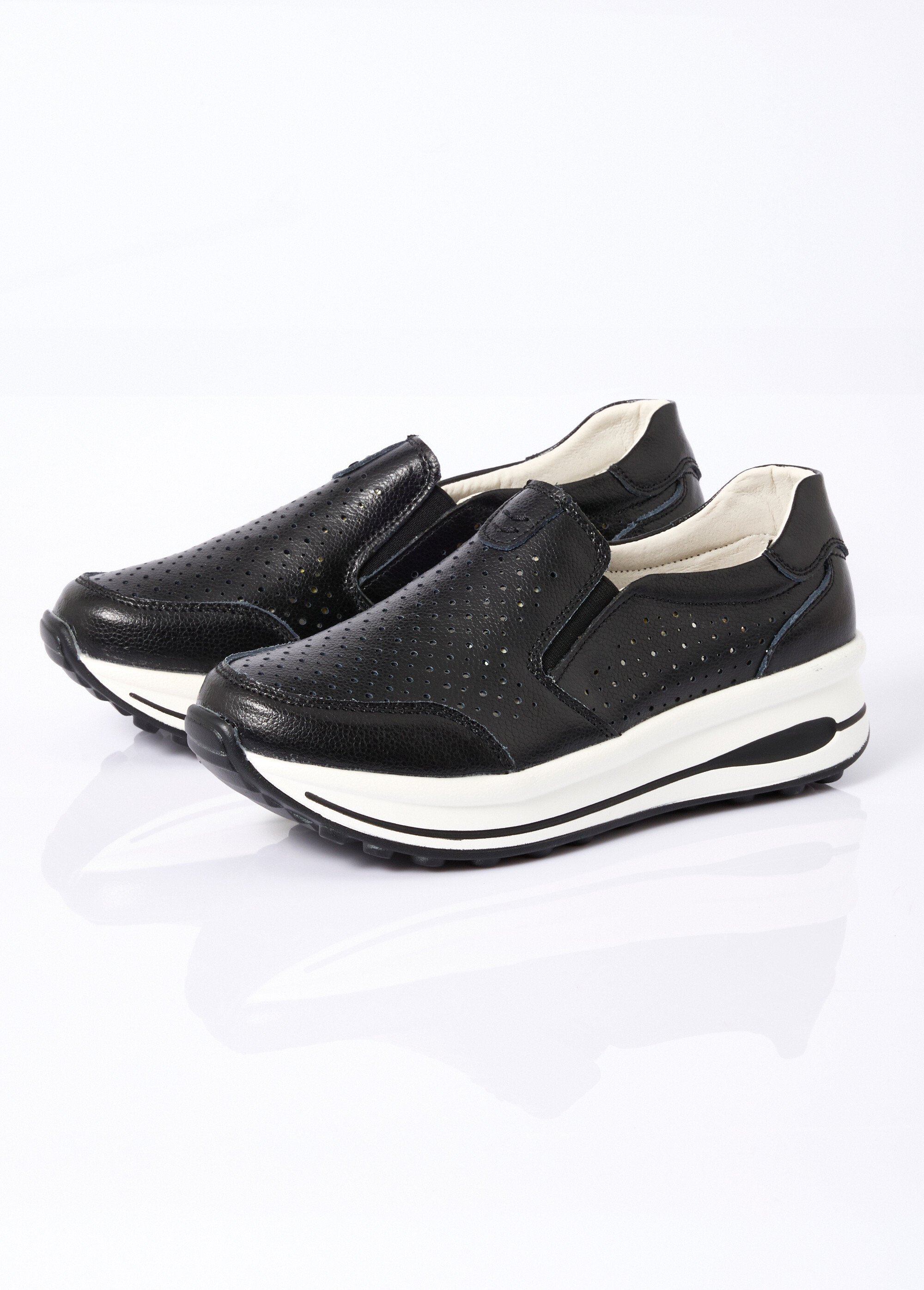 Baskets perforées compensées sportswear Femme Noir LBS-5120 DE1