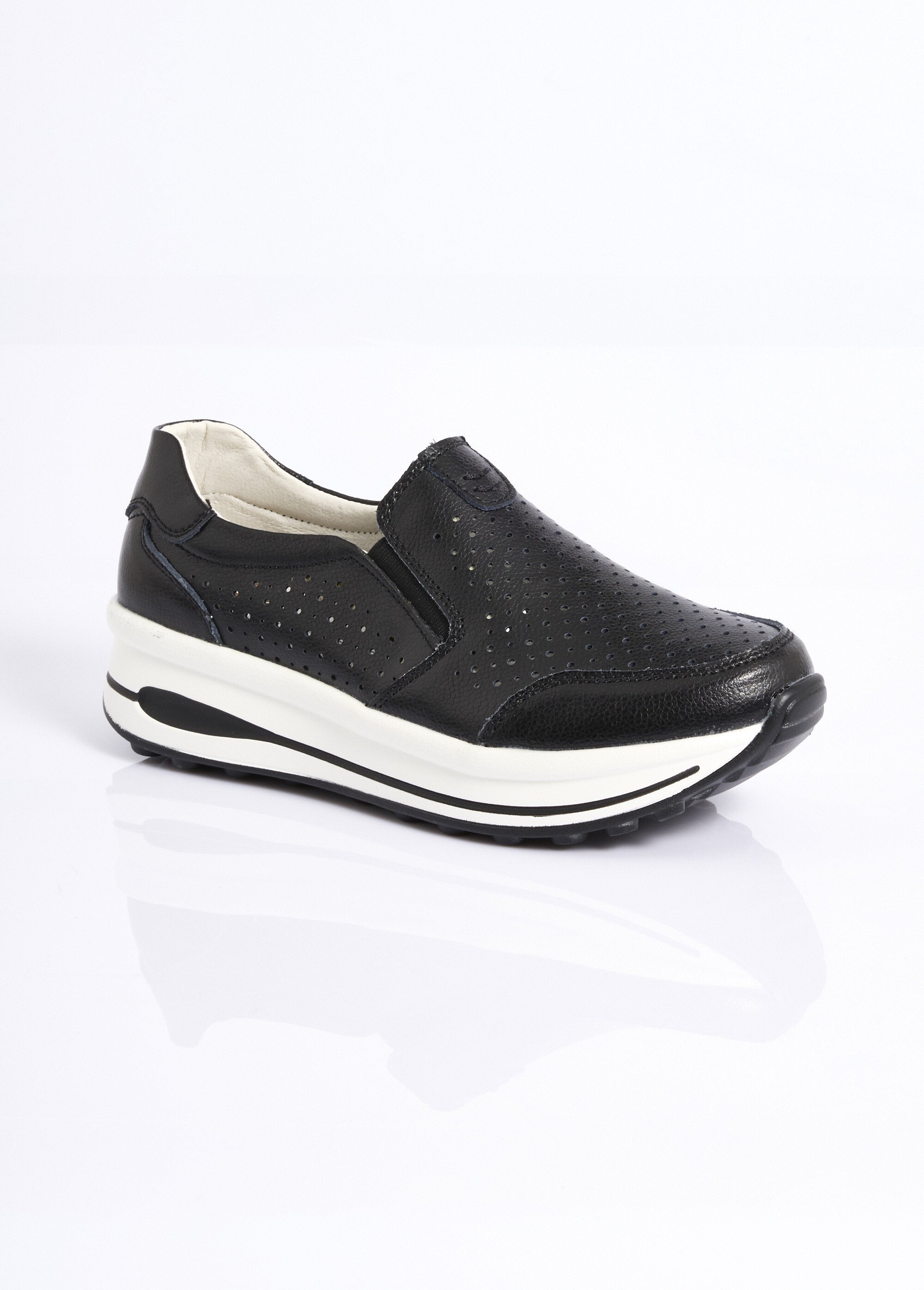 Baskets perforées compensées sportswear Femme Noir LBS-5120 FA1