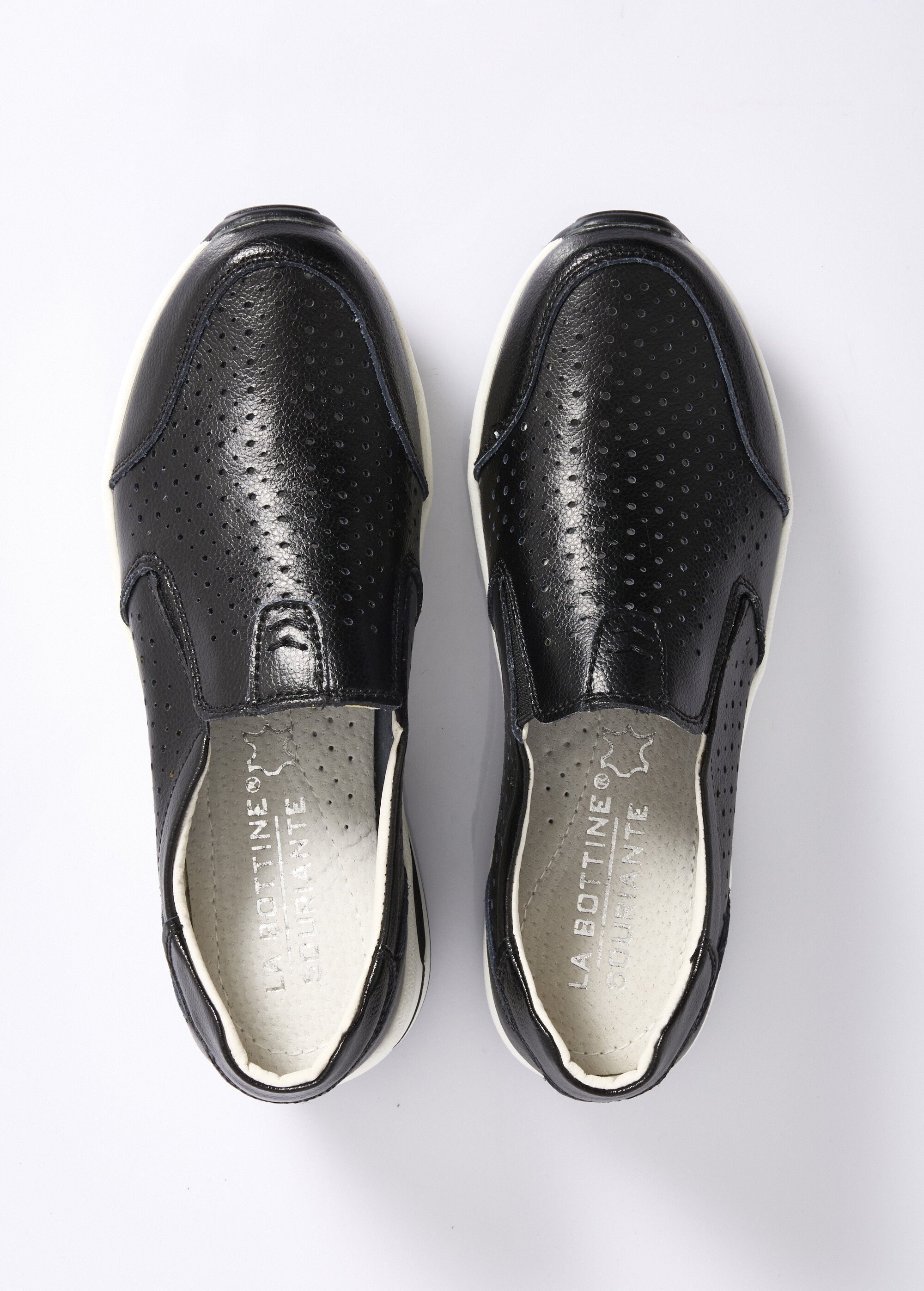 Baskets perforées compensées sportswear Femme Noir LBS-5120 OV1