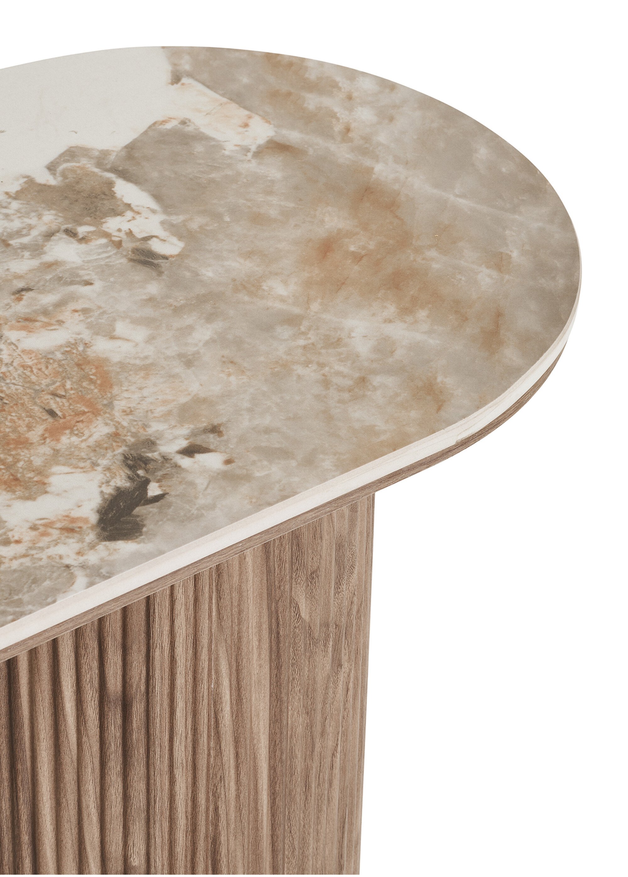 Console pieds rainurés, dessus céramique BLANC ET MARRON HN-2301085 DE2