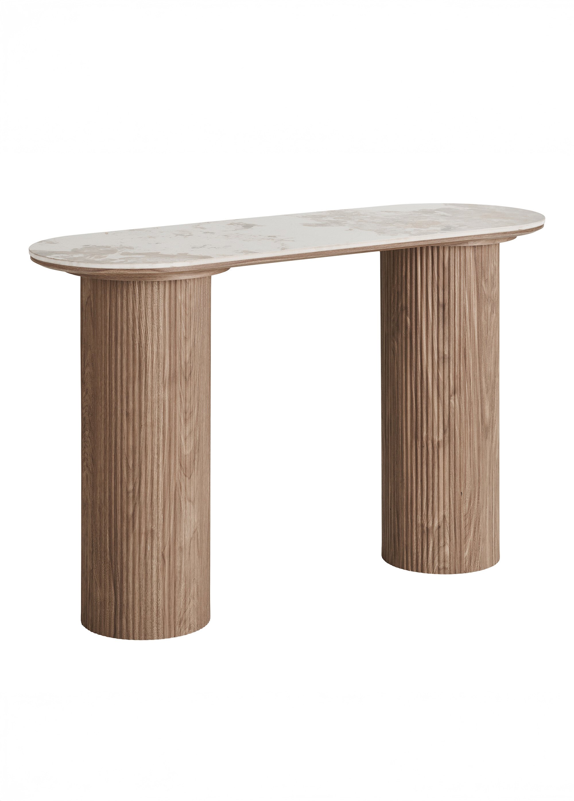 Console pieds rainurés, dessus céramique