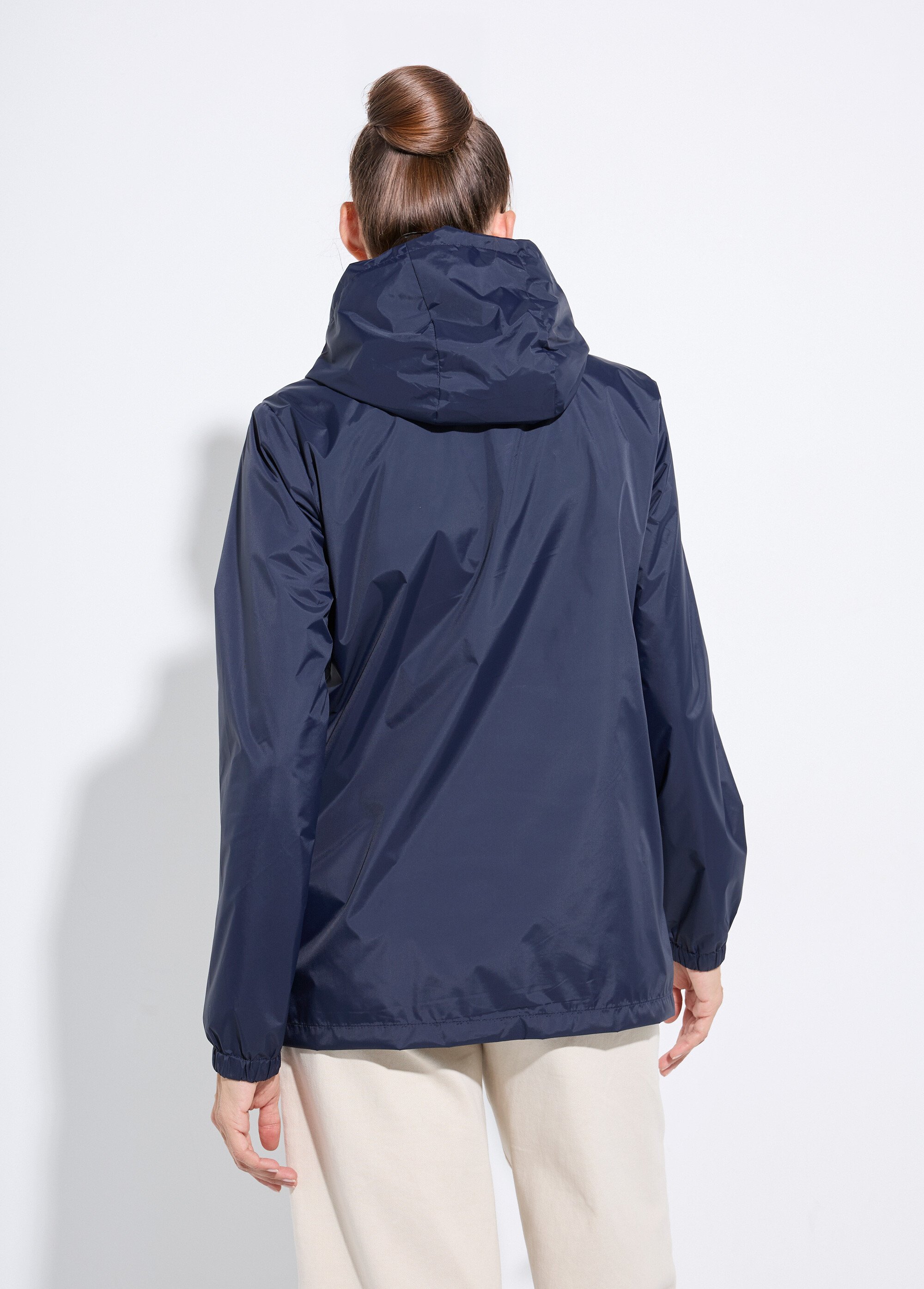 Coupe-vent déperlant à capuche, poches raglan Femme Bleu LJ-23077 DO1