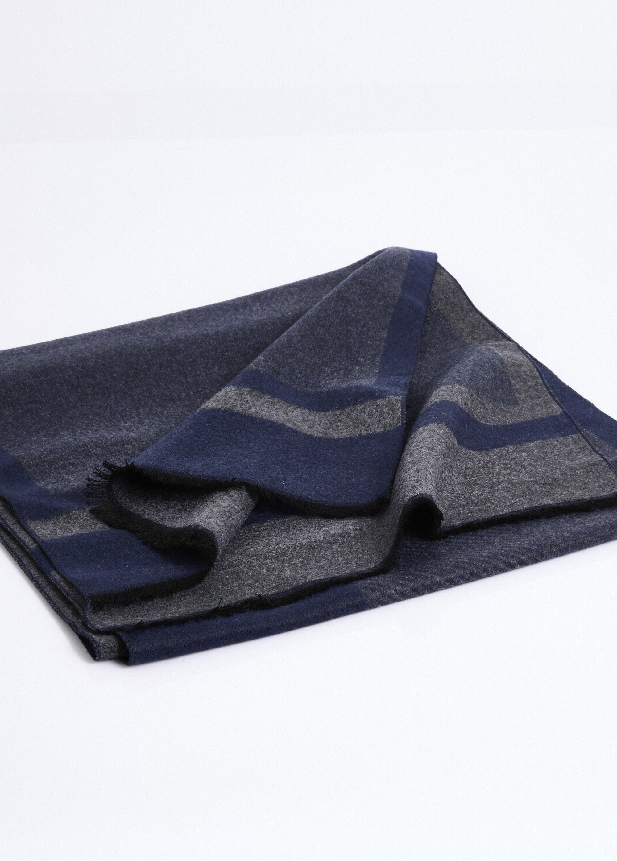 Echarpe motifs bicolores petites franges Homme Bleu NES180SWM2301 DE1