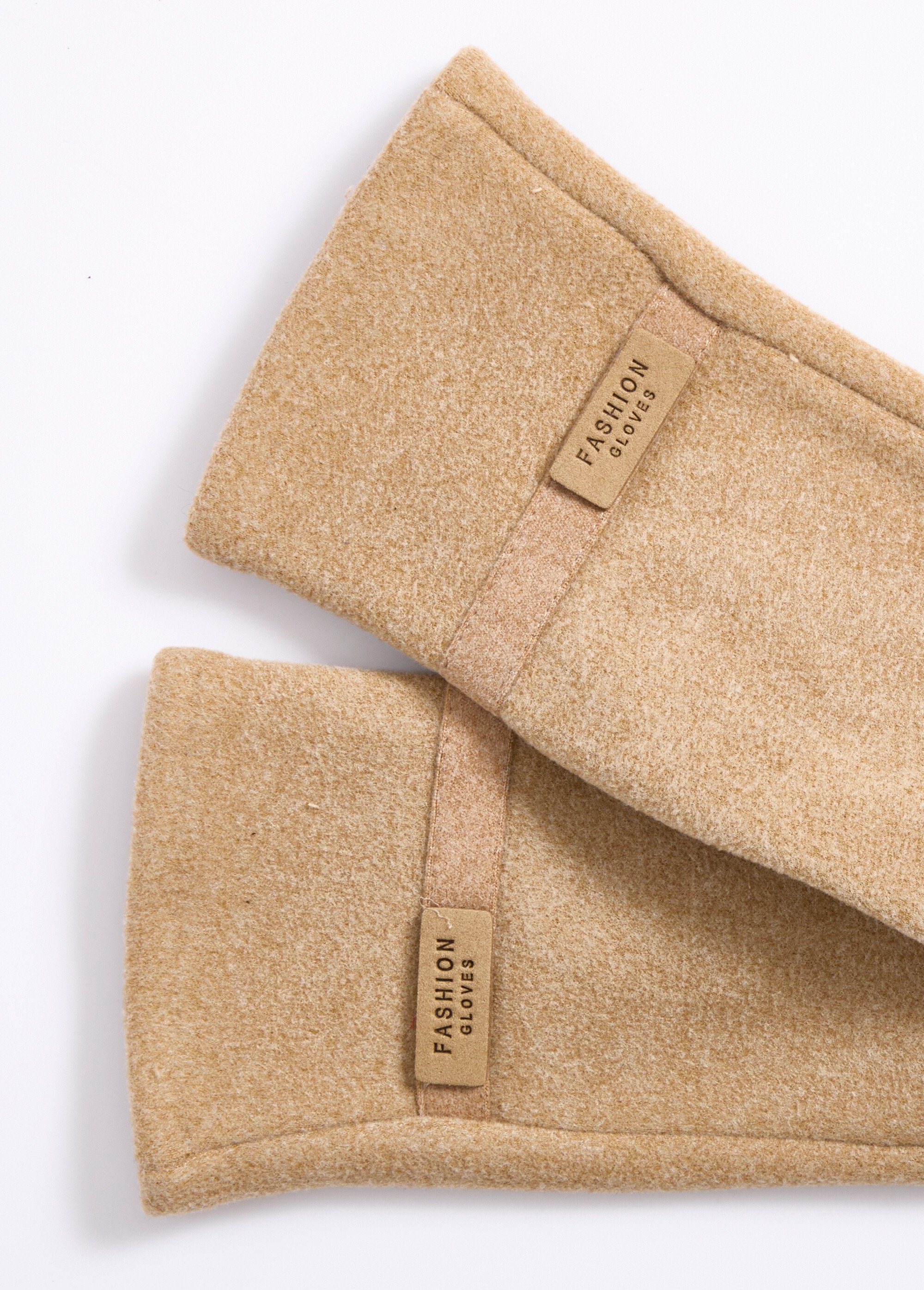 Gants chauds en polaire aspect lainage Femme Beige NES180LFG1903 DE1