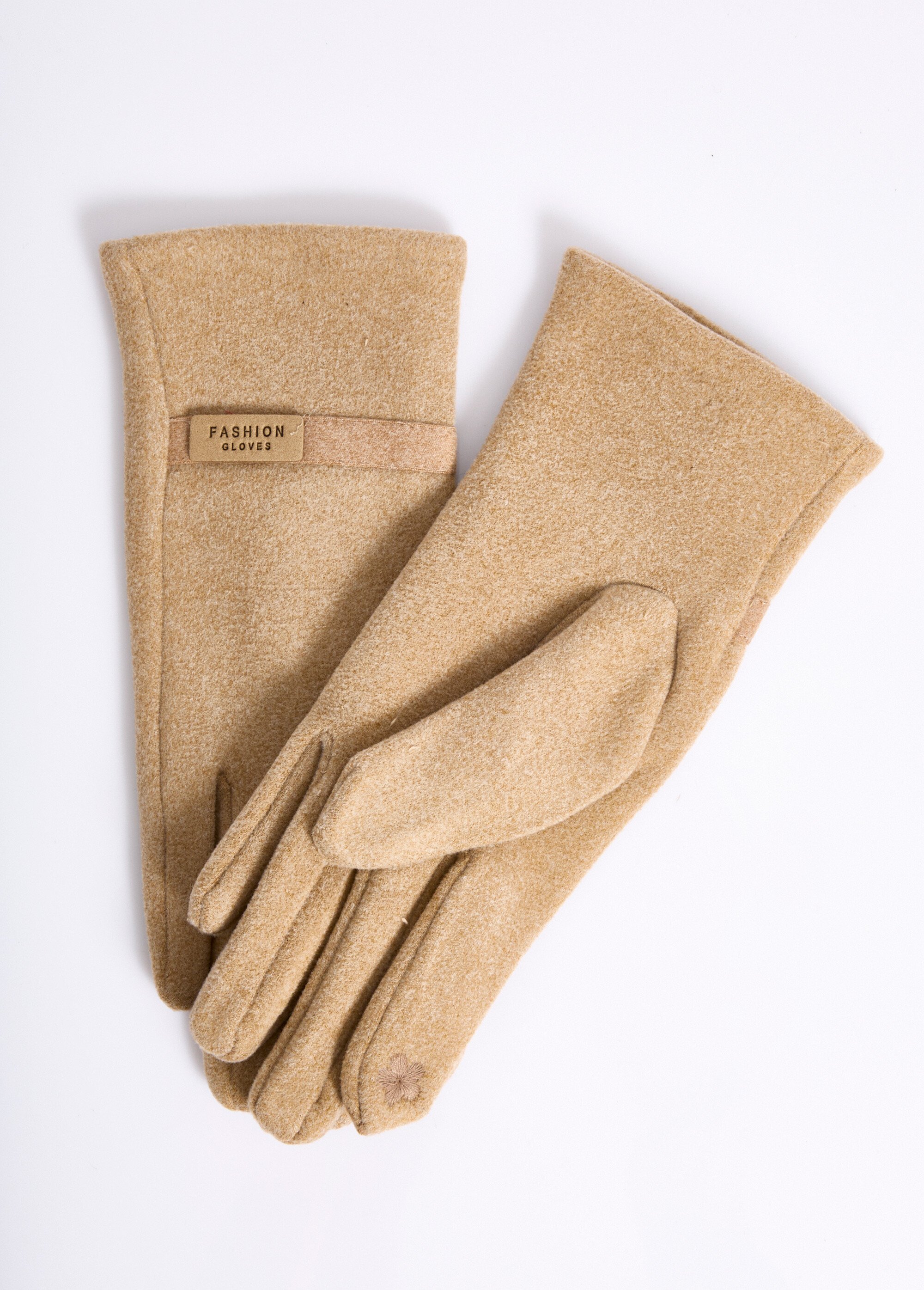 Gants chauds en polaire aspect lainage Femme Beige NES180LFG1903 FA1