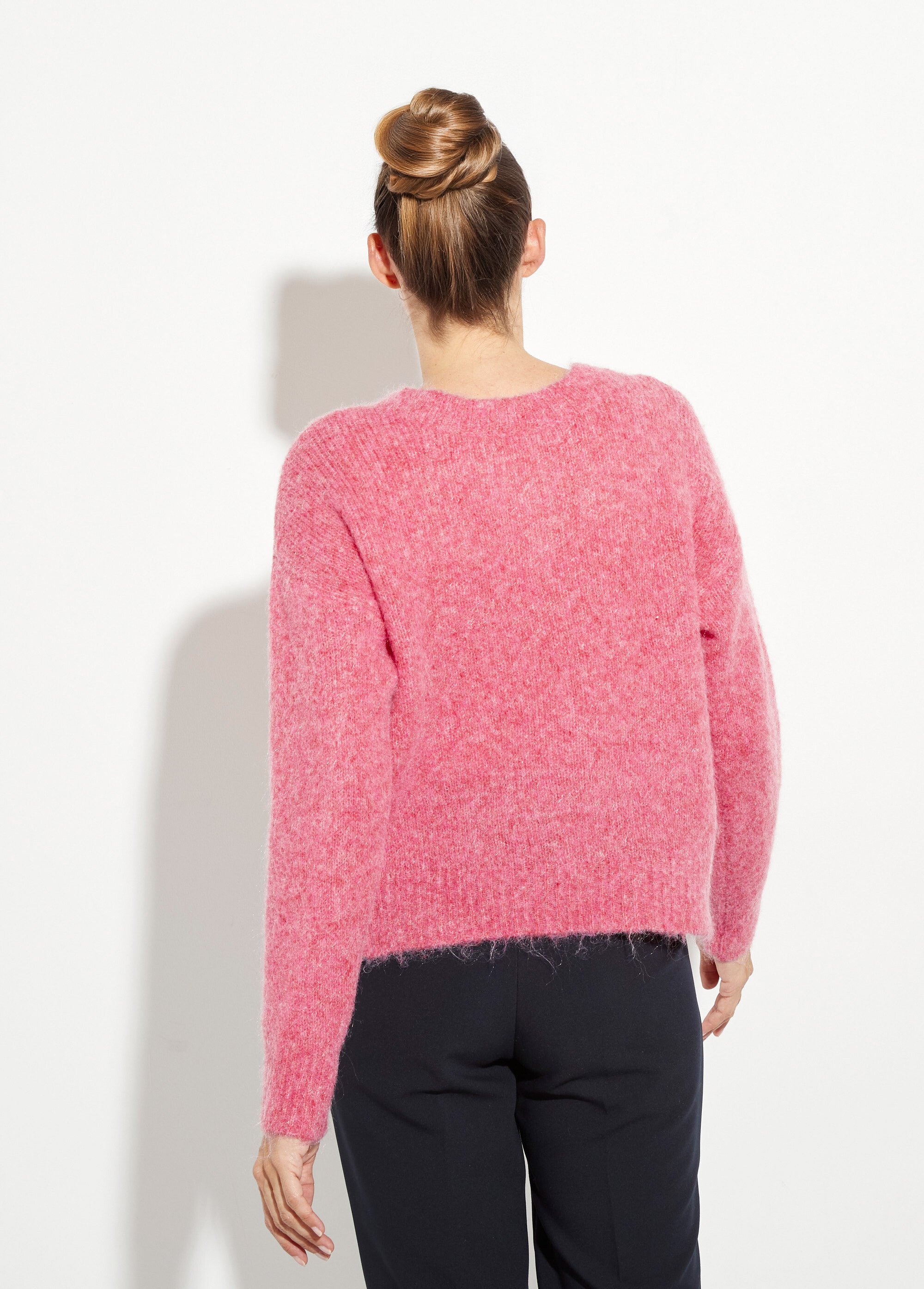 Gilet chaud en laine avec boutons bijoux Femme Rose JSM-JP-7967 DO1