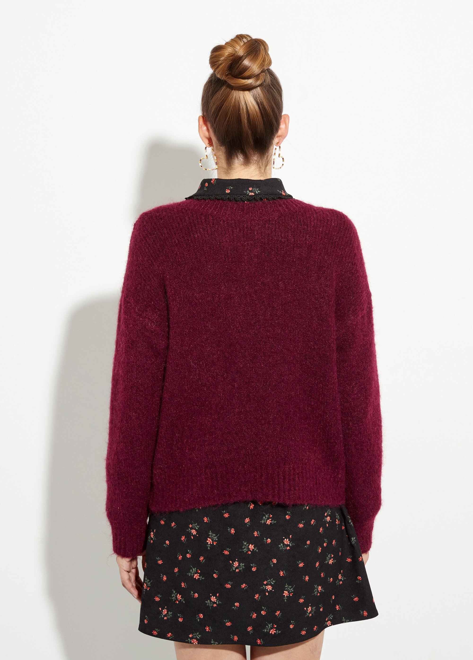 Gilet chaud en laine avec boutons bijoux