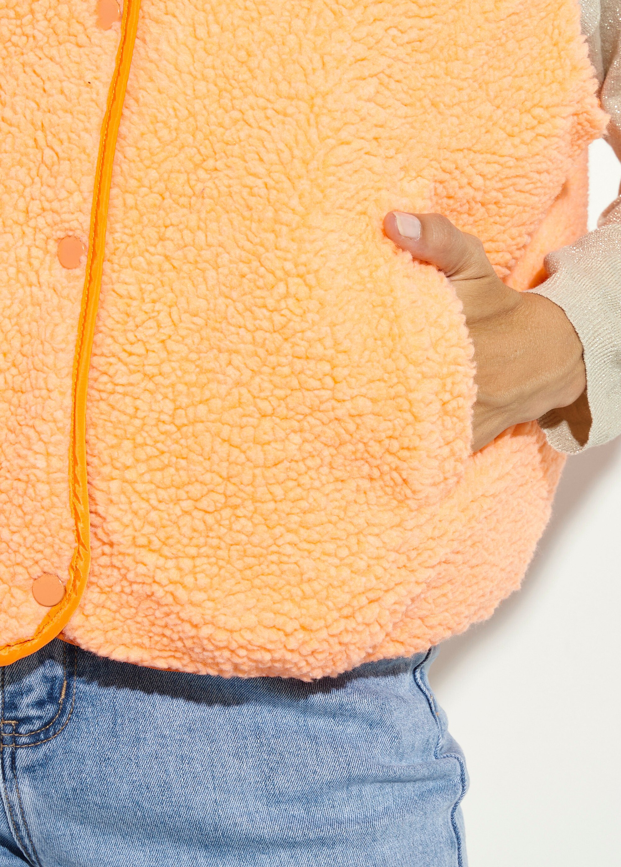Gilet sans manches, fausse fourrure fluo Femme Orange JSM-JS-1115 DE2