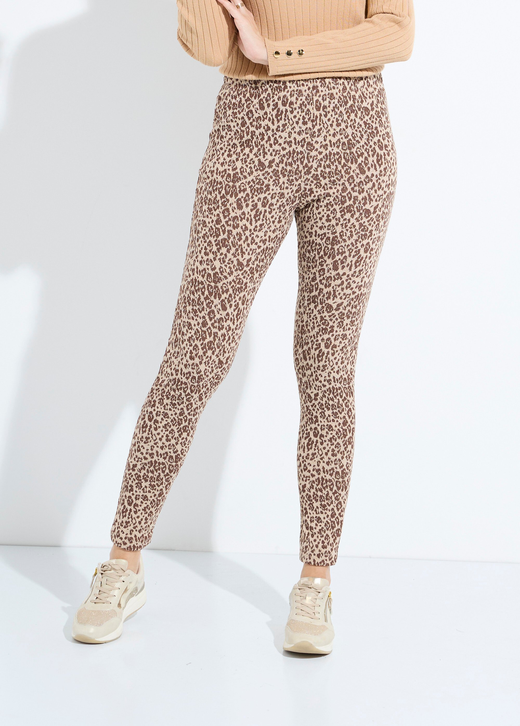Legging jacquard peau de bête taille élastiquée Femme BEIGE ET CAMEL NARCISO FA1