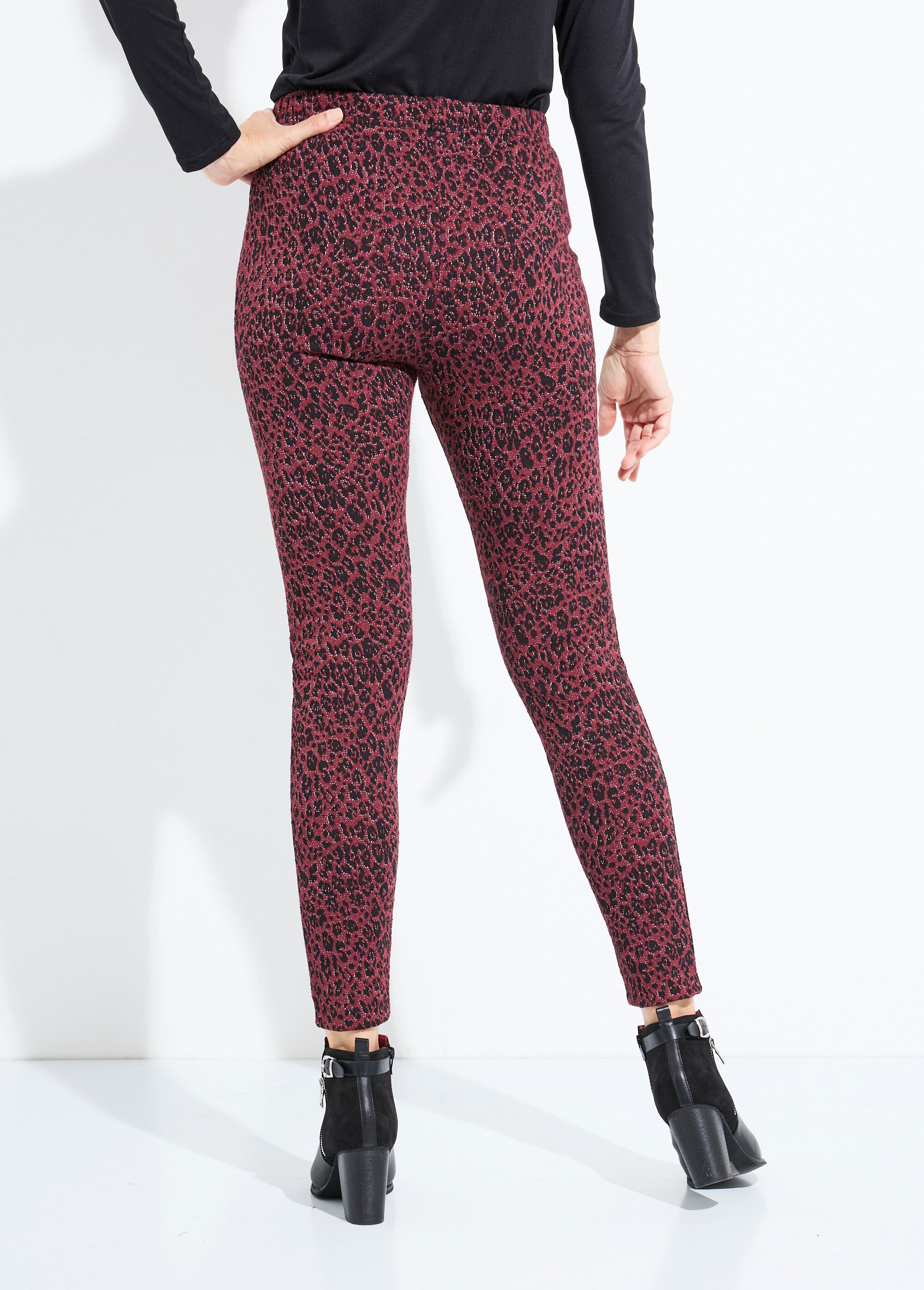 Legging jacquard peau de bête taille élastiquée
