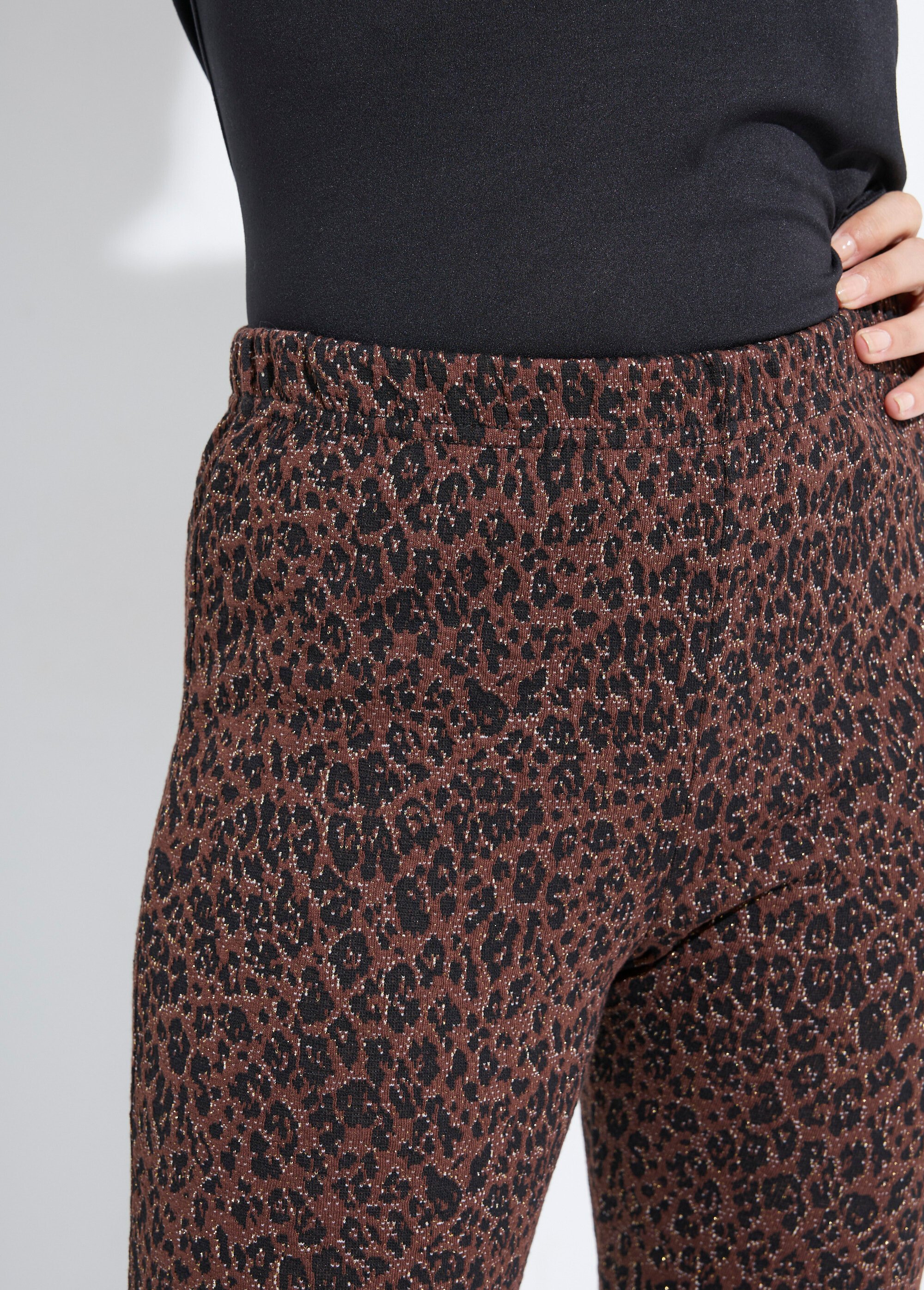 Legging jacquard peau de bête taille élastiquée Femme Marron NARCISO DE1