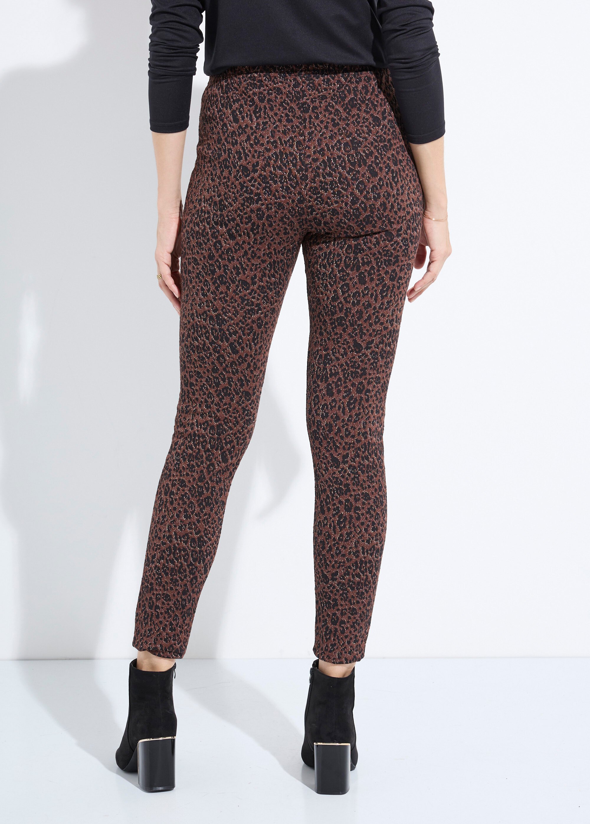 Legging jacquard peau de bête taille élastiquée Femme Marron NARCISO DO1