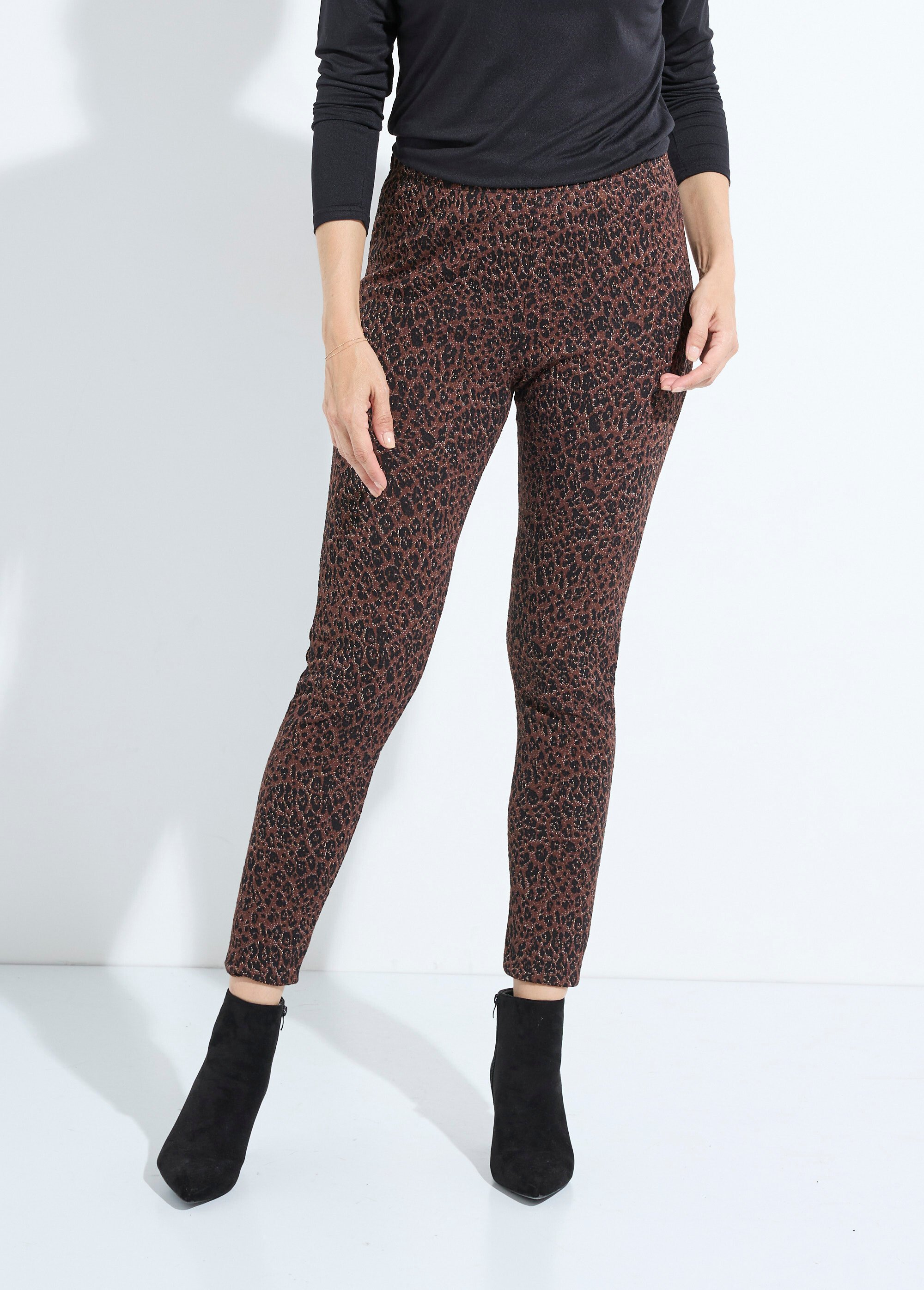 Legging jacquard peau de bête taille élastiquée Femme Marron NARCISO FA1