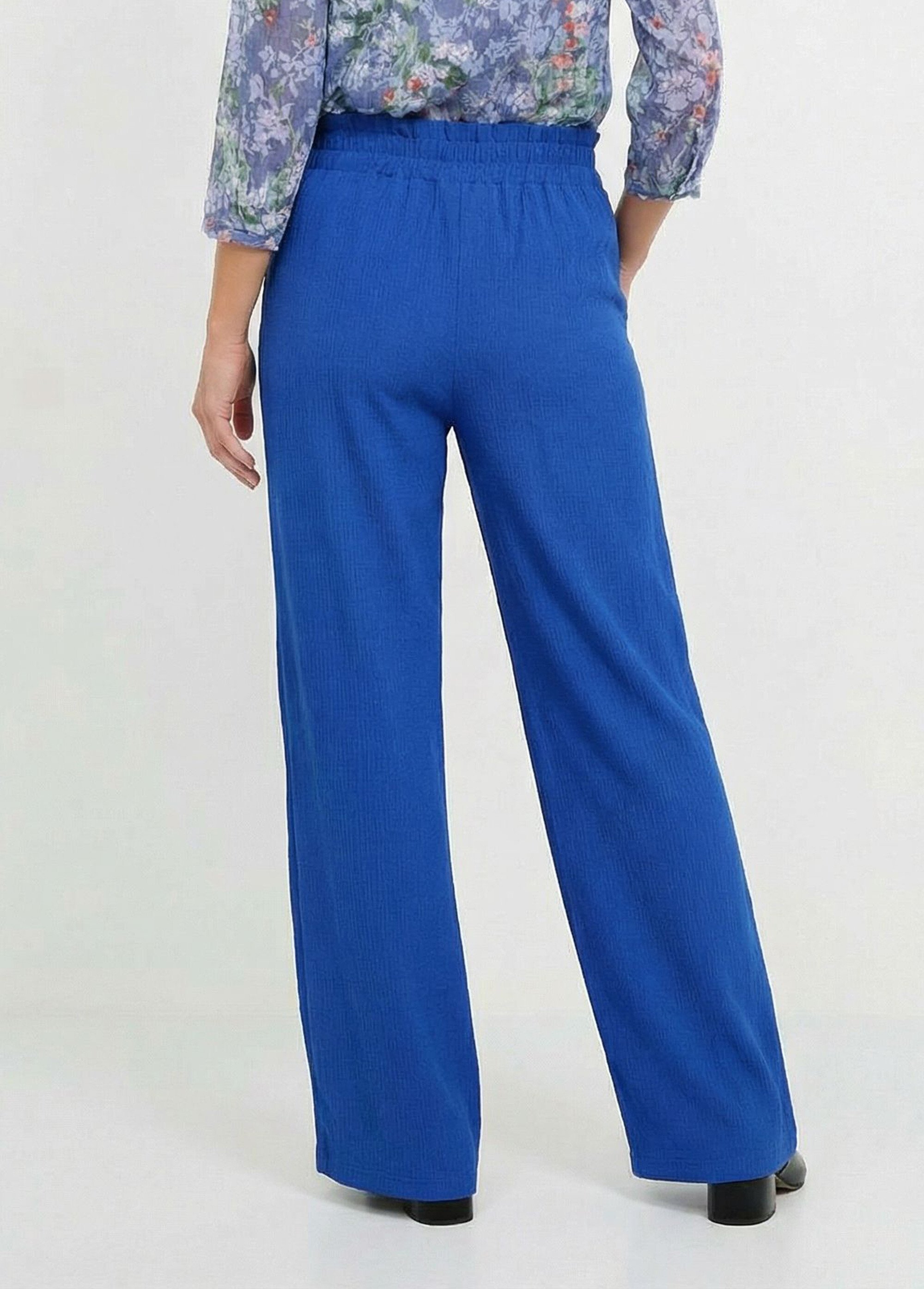 Pantalon vert large taille élastiquée maille relief Femme Bleu NARRO DO1