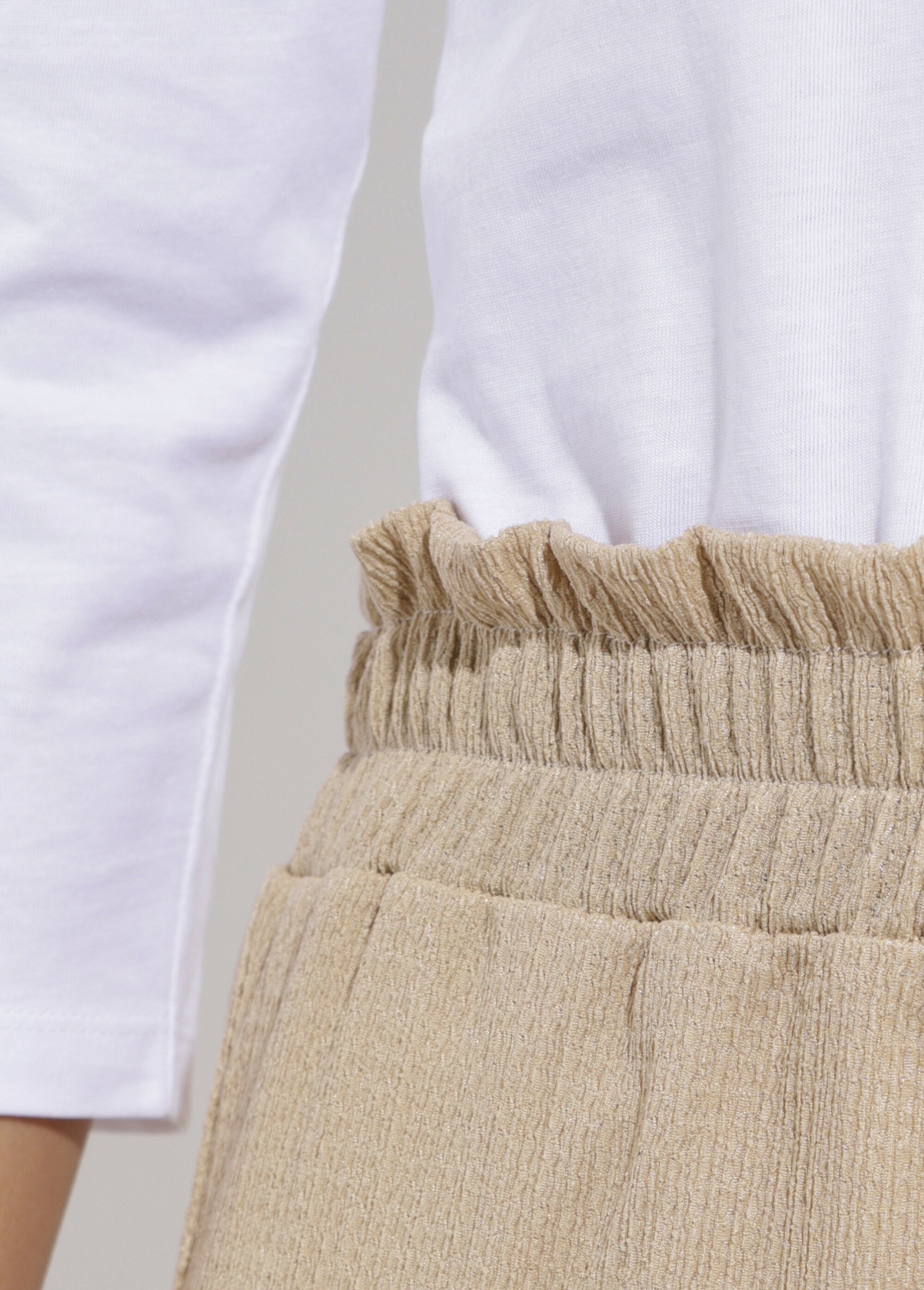 Pantalon vert large taille élastiquée maille relief Femme Beige NARRO DE1