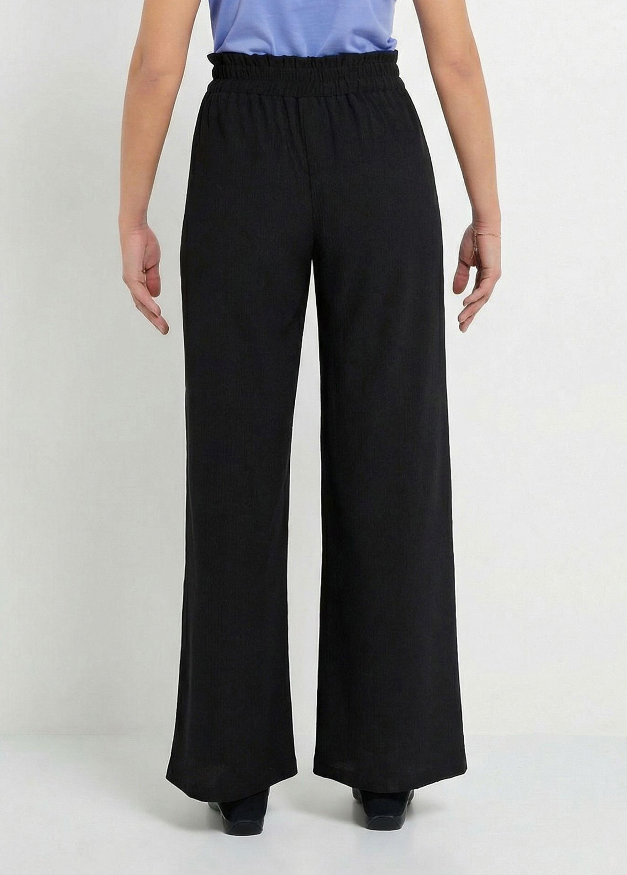 Pantalon vert large taille élastiquée maille relief