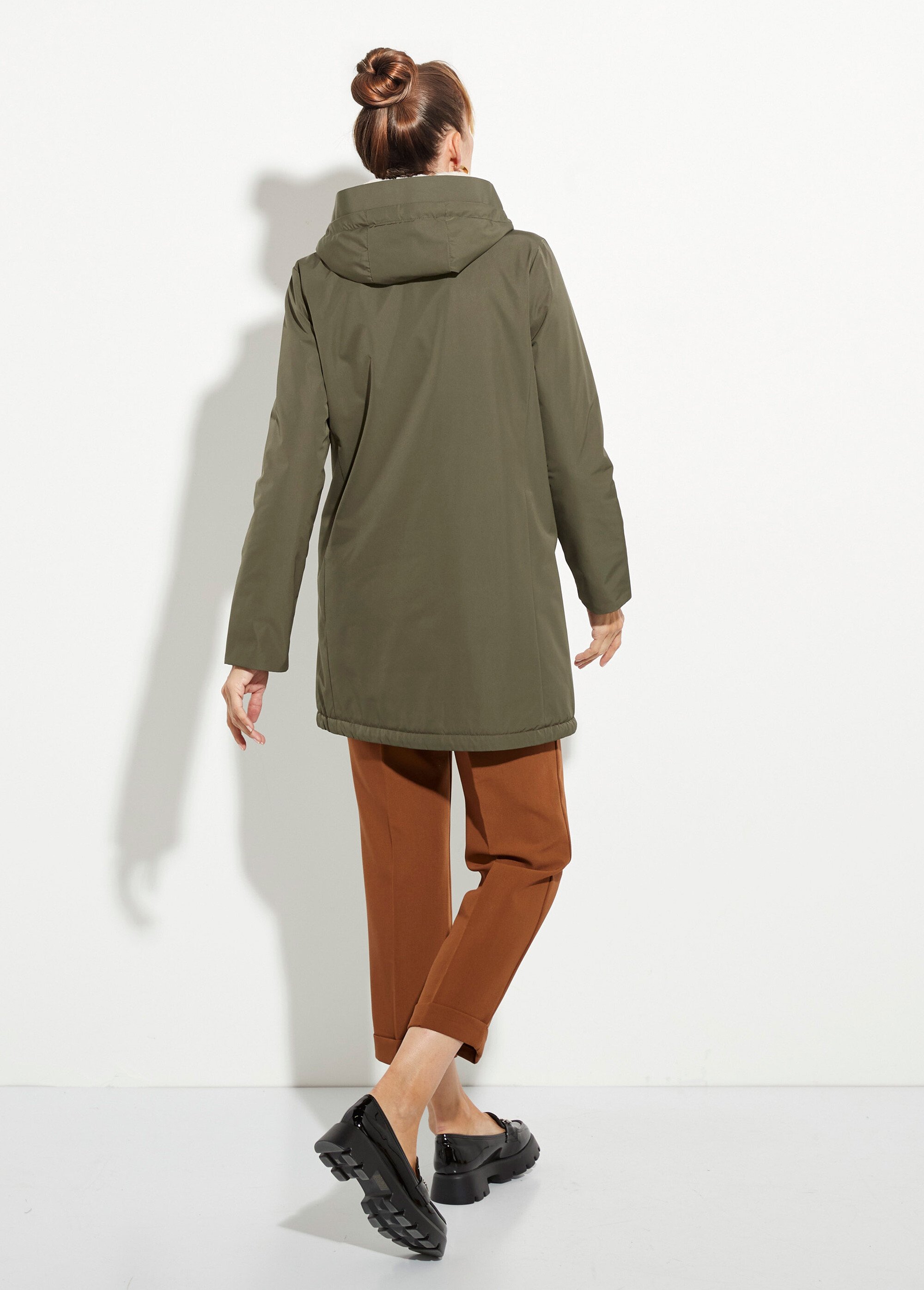 Parka chaude déperlante doublure fourrure Femme Vert LJ-6046 DO1