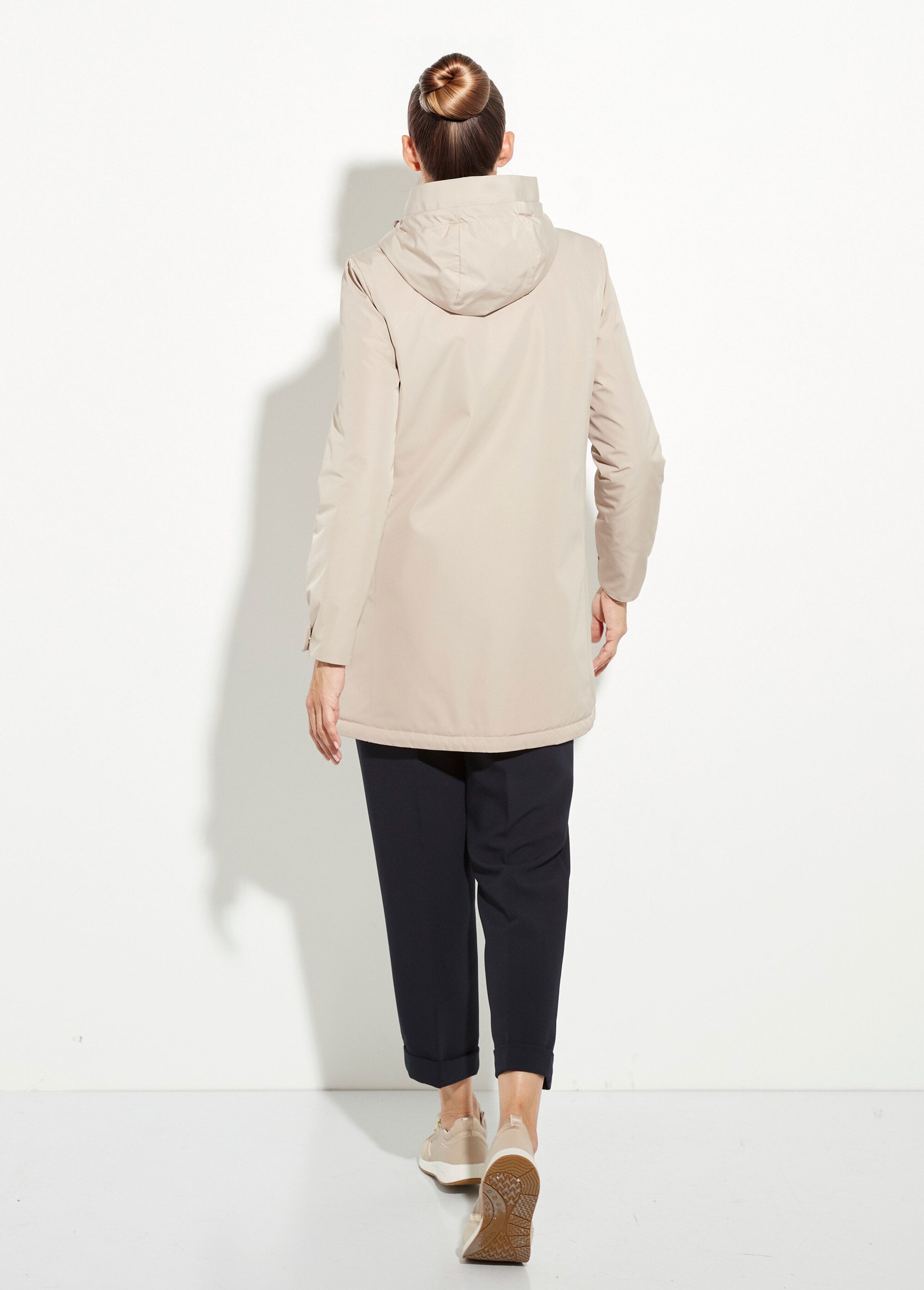 Parka chaude déperlante doublure fourrure Femme Beige LJ-6046 DO1