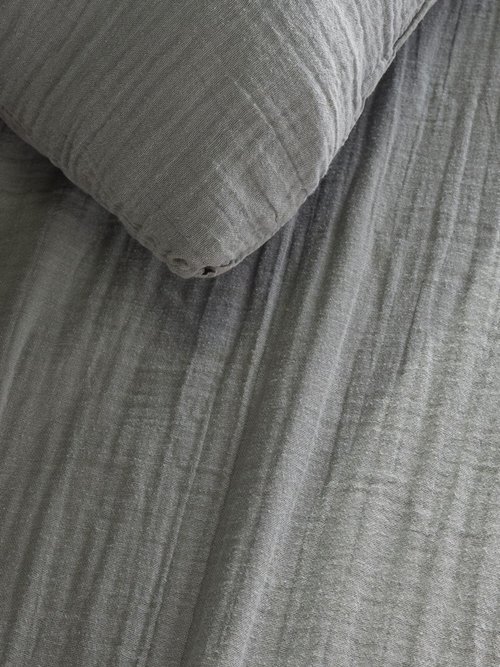 Parure gaze de coton uni, 240 x 220cm Gris ML-GAZE123319 DE1