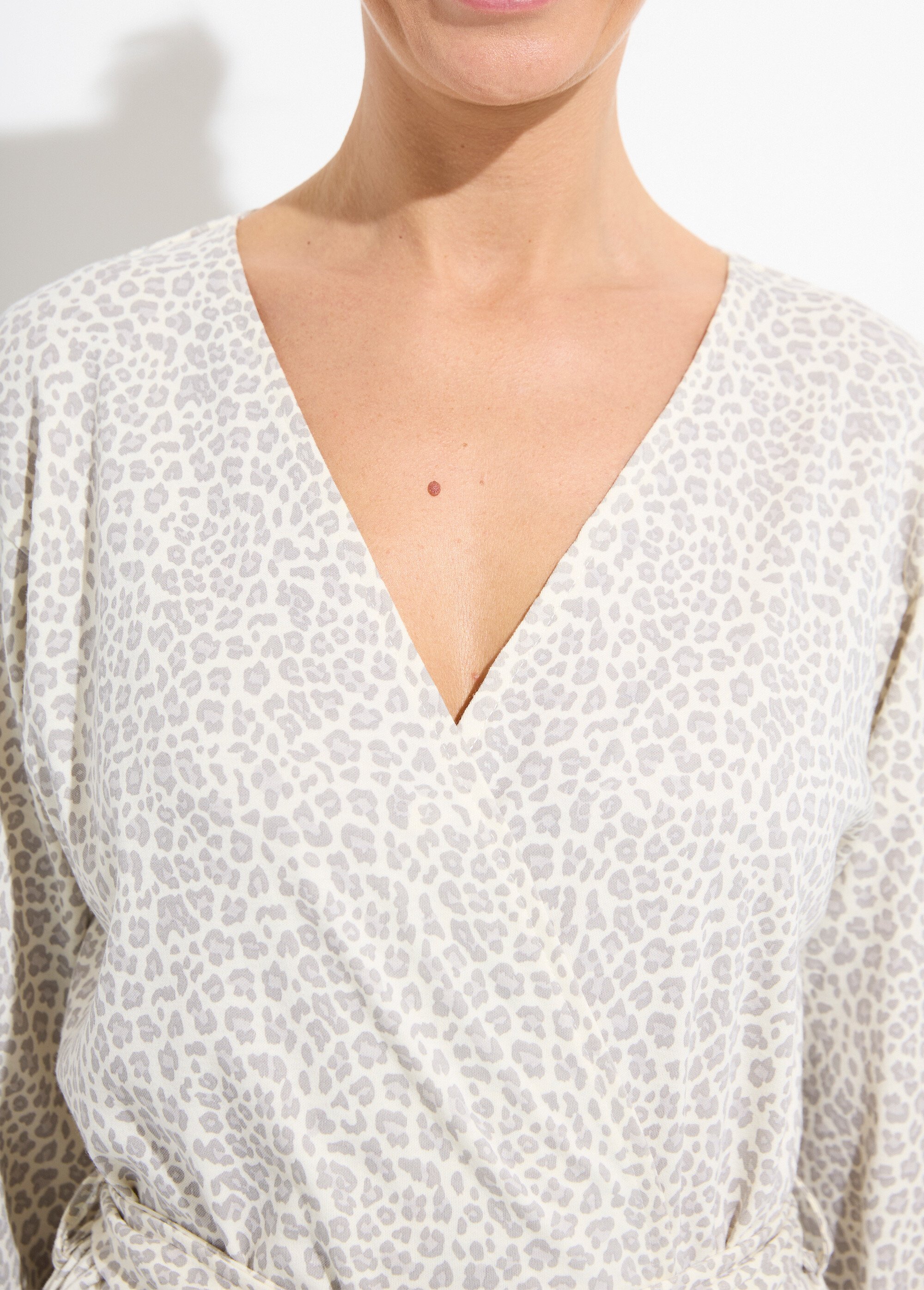 Peignoir kimono interlock imprimé peau de bête Femme Vert SAKI DE1