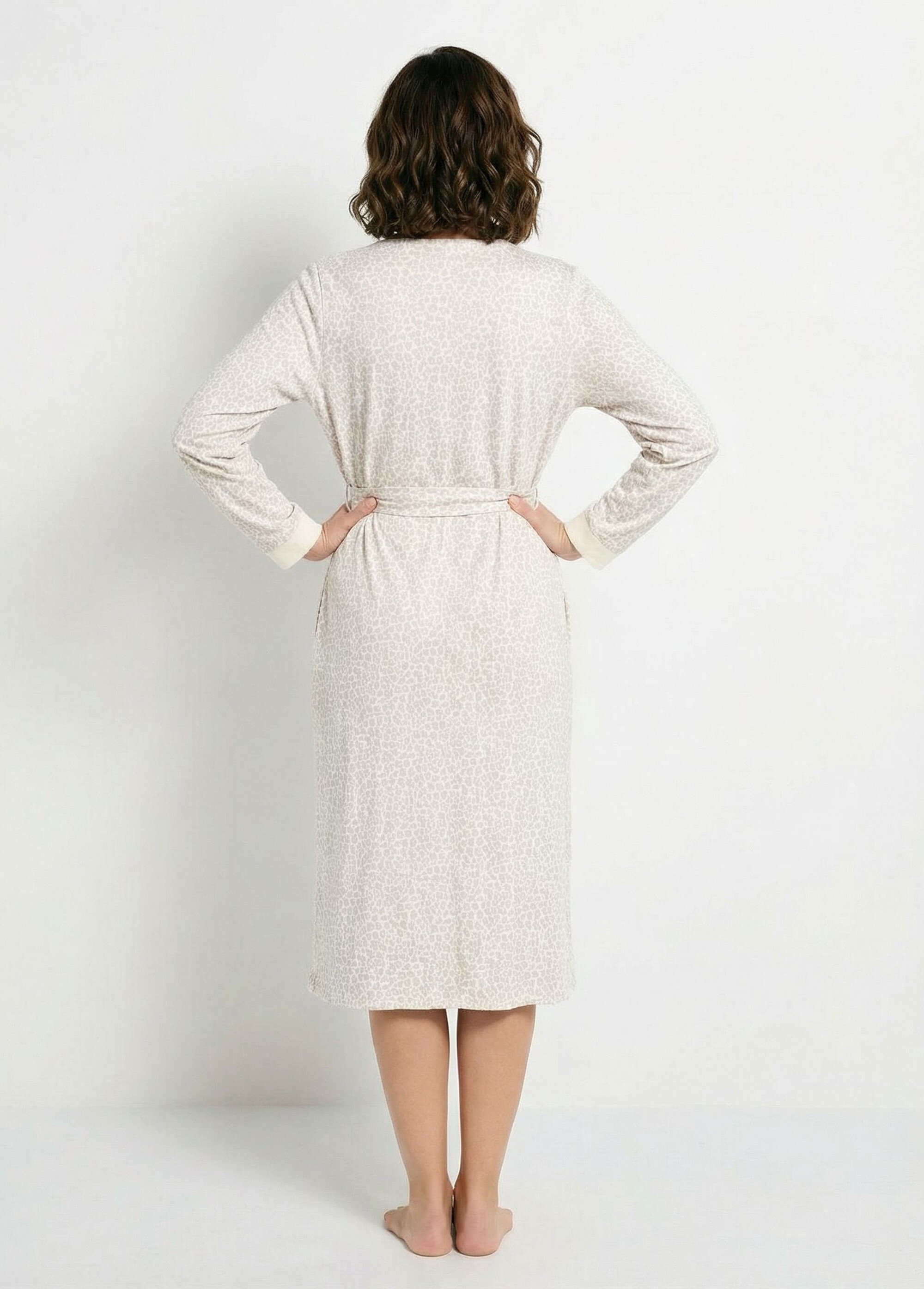 Peignoir kimono interlock imprimé peau de bête Femme Vert SAKI DO1