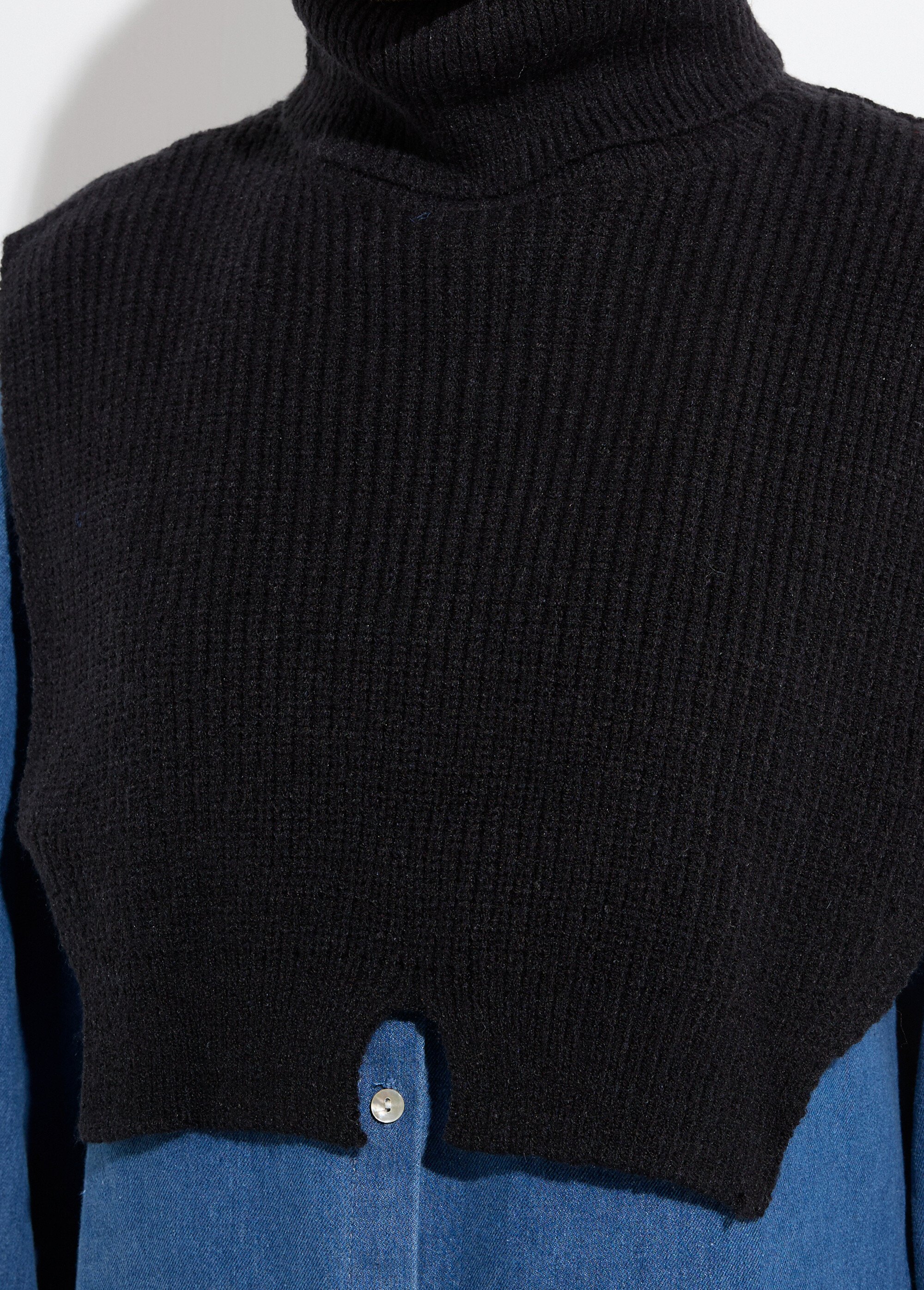 Plastron chaud col roulé en maille Femme Noir NES180COL2501 DE1