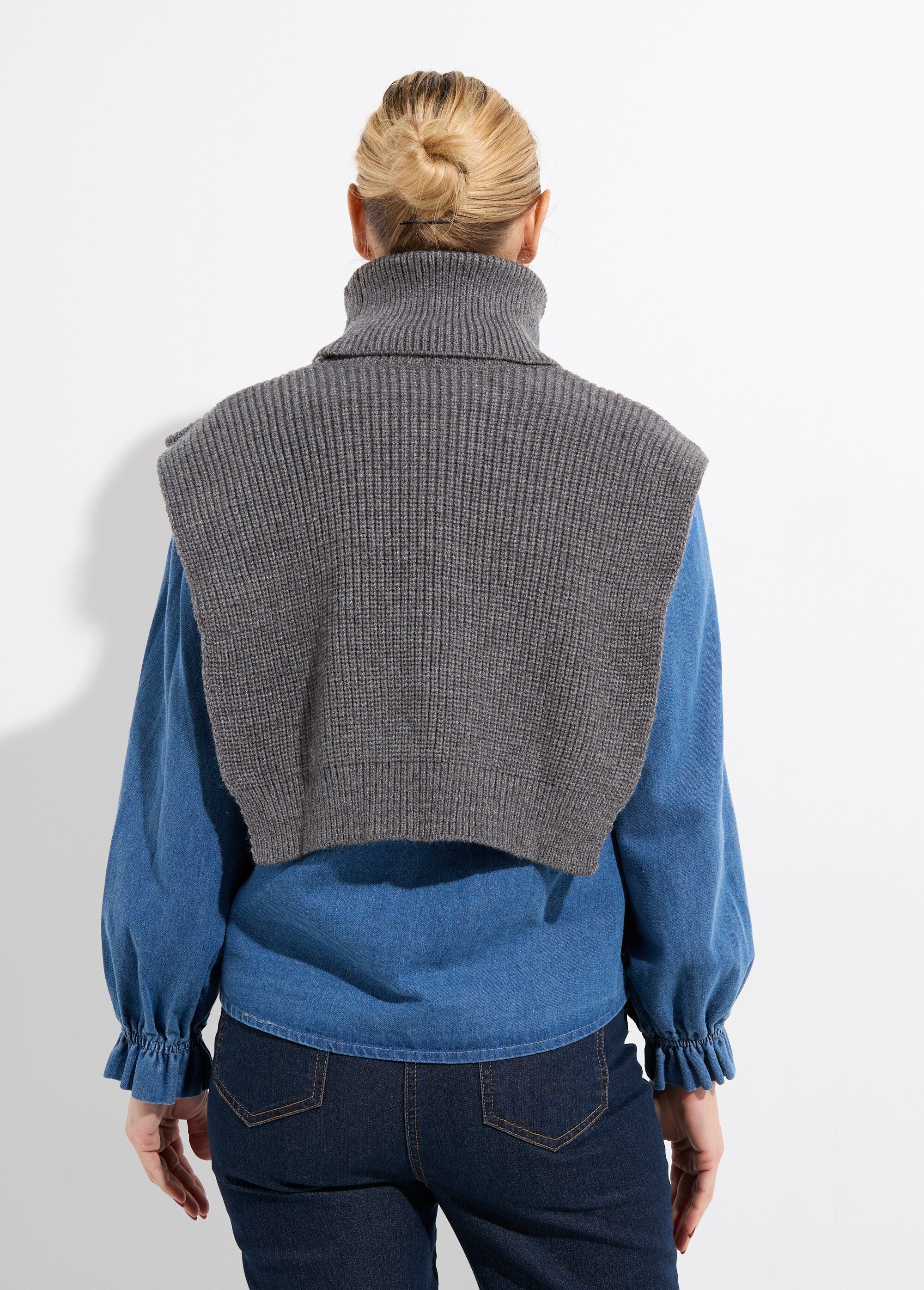 Plastron chaud col roulé en maille Femme Gris NES180COL2501 DO1