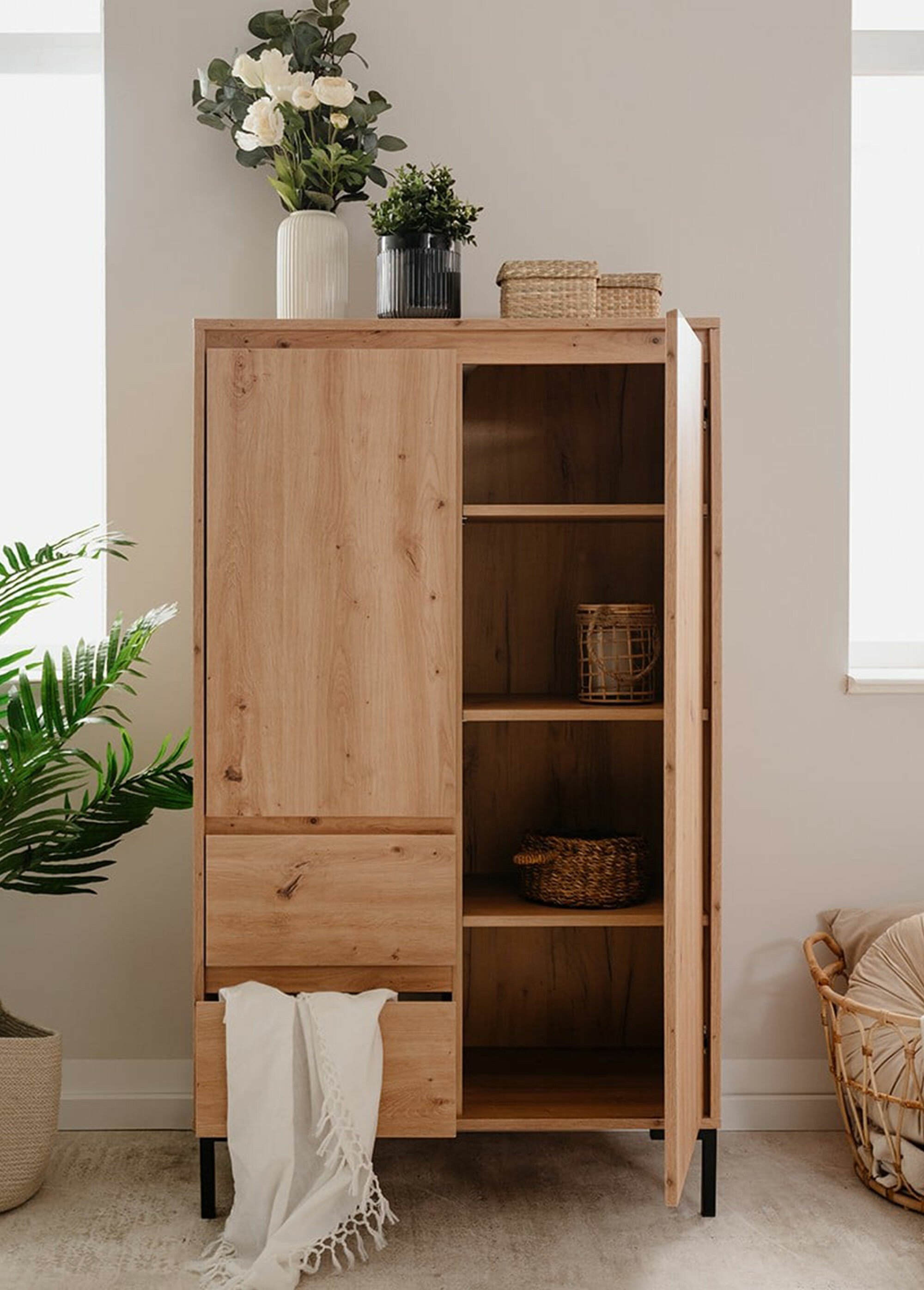 PLOCK Armoire décor chêne, 2 portes MARRON CAL-13608133 SI2