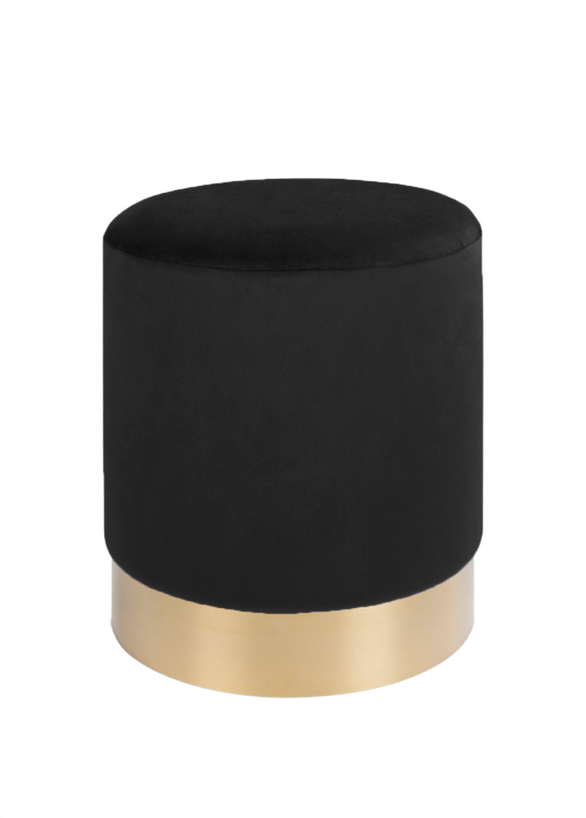 Pouf en velours foncé, base laiton - 2N NOIR HN-1504024 FA1