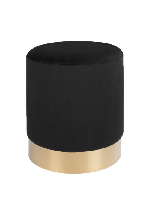 Pouf en velours foncé, base laiton - 2N NOIR HN-1504024 FA1