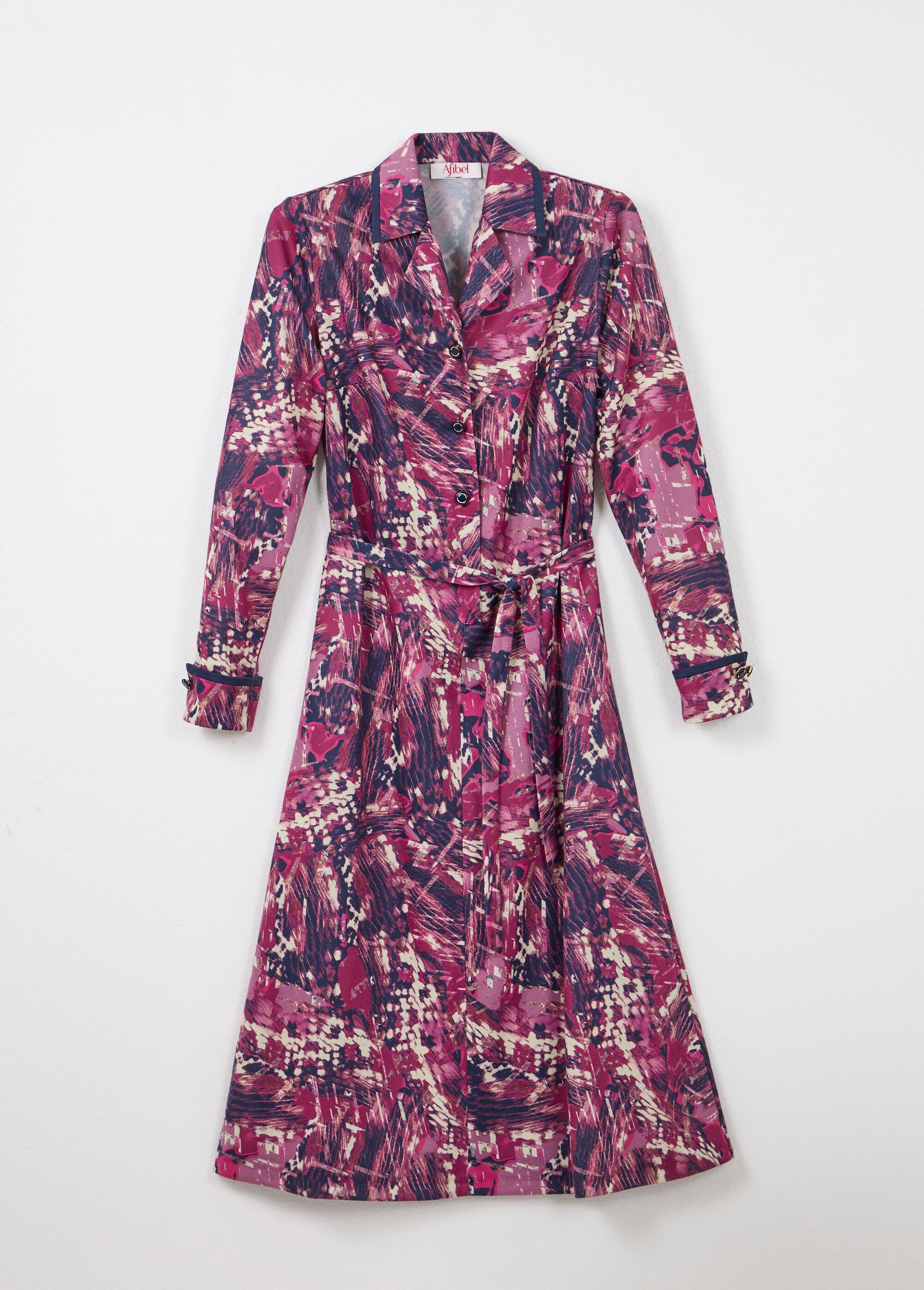 Robe boutonnée col tailleur mi longue imprimée Femme ROSE ET MARINE HANITA AP1