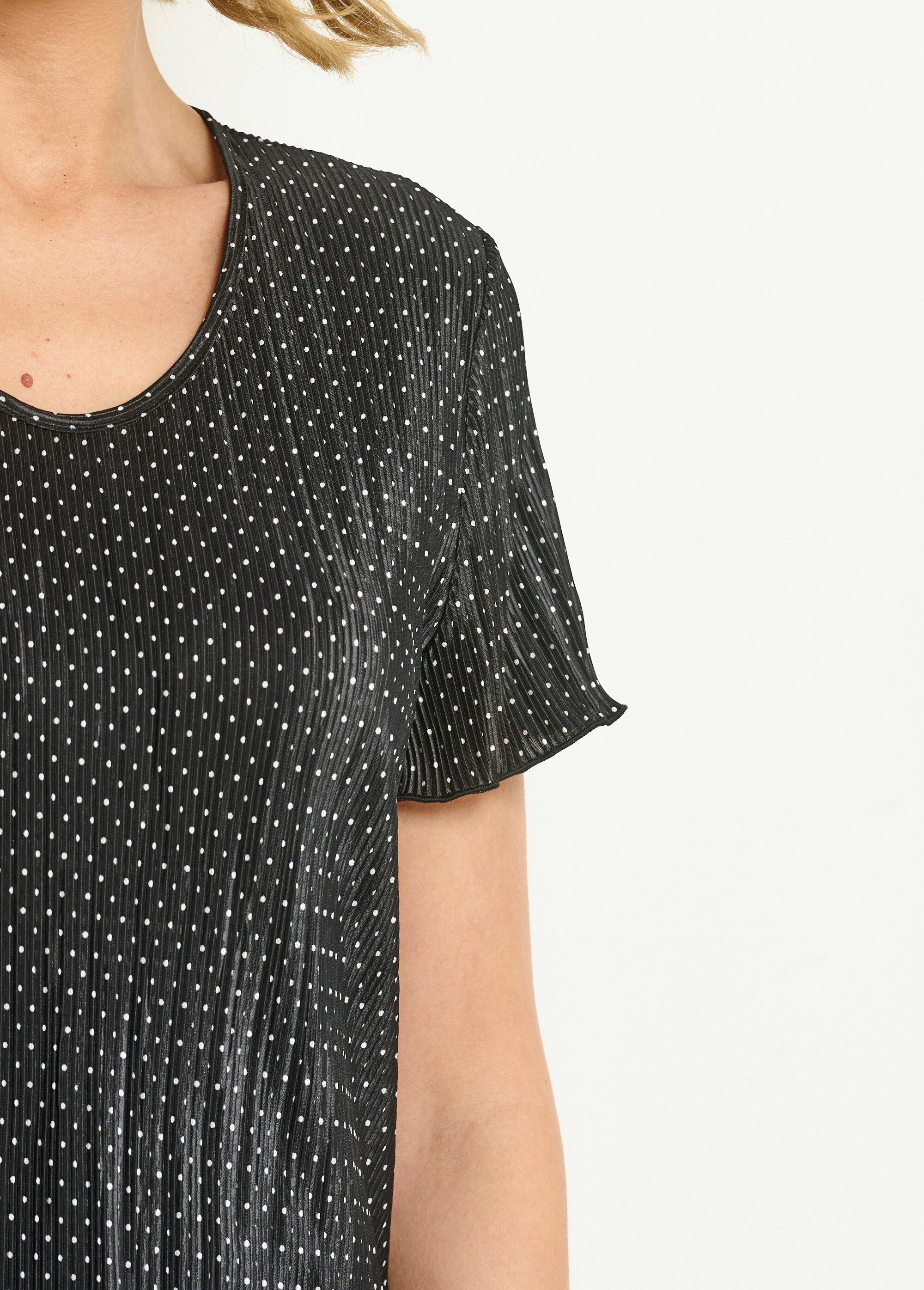 Missufe Body Élégant Femme Col Rond Volants Manches Courtes - Haut Ajusté Tricot Côtelé Confortable