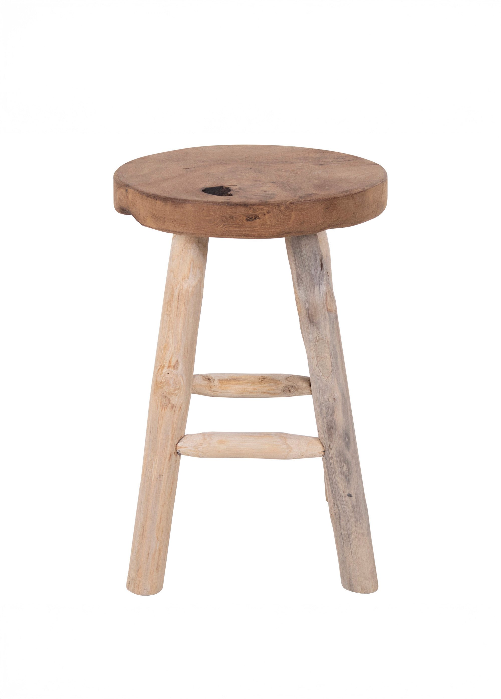 Tabouret en bois, aspect brut rustique BEIGE HN-1501100 DE1