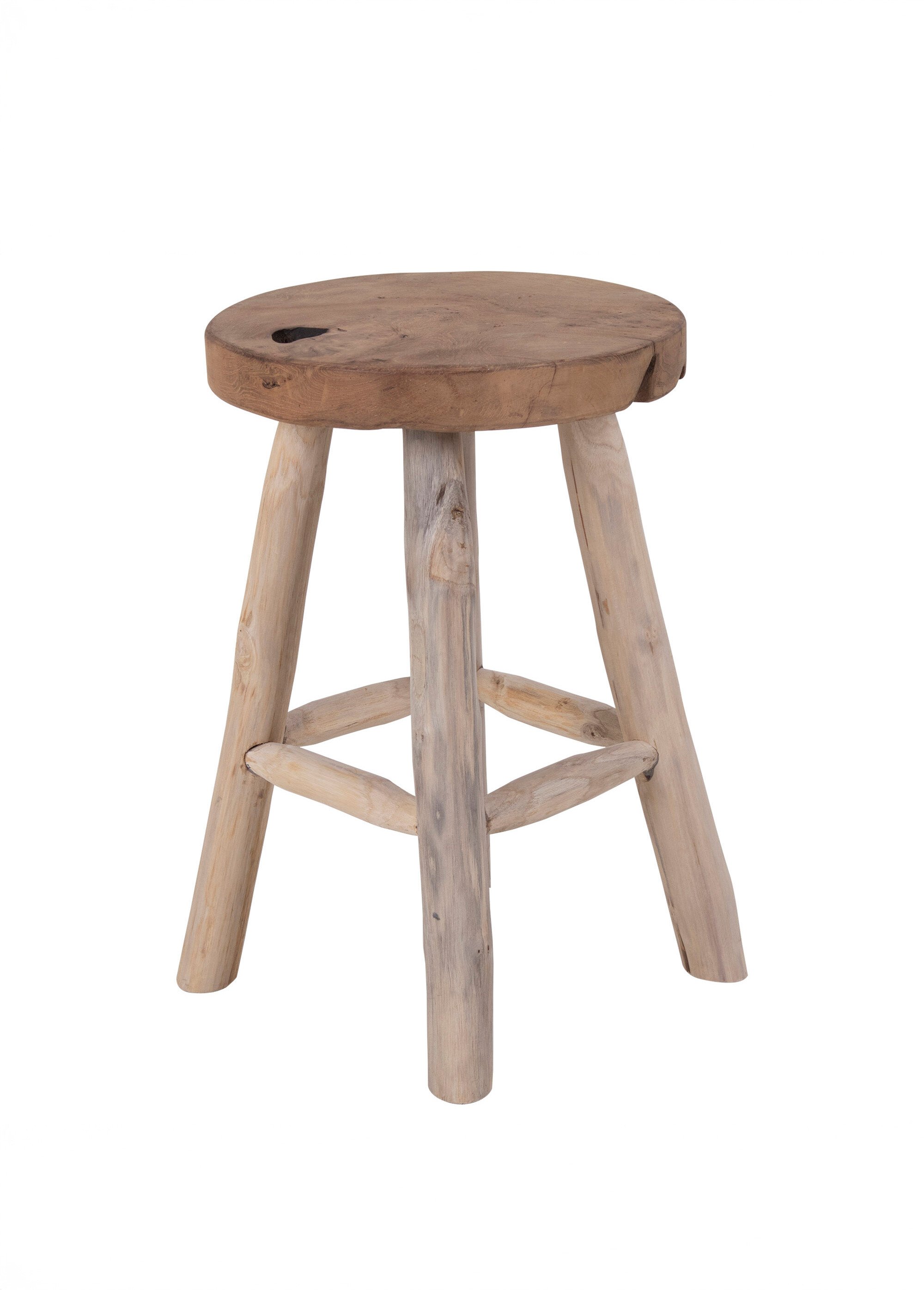Tabouret en bois, aspect brut rustique BEIGE HN-1501100 FA1