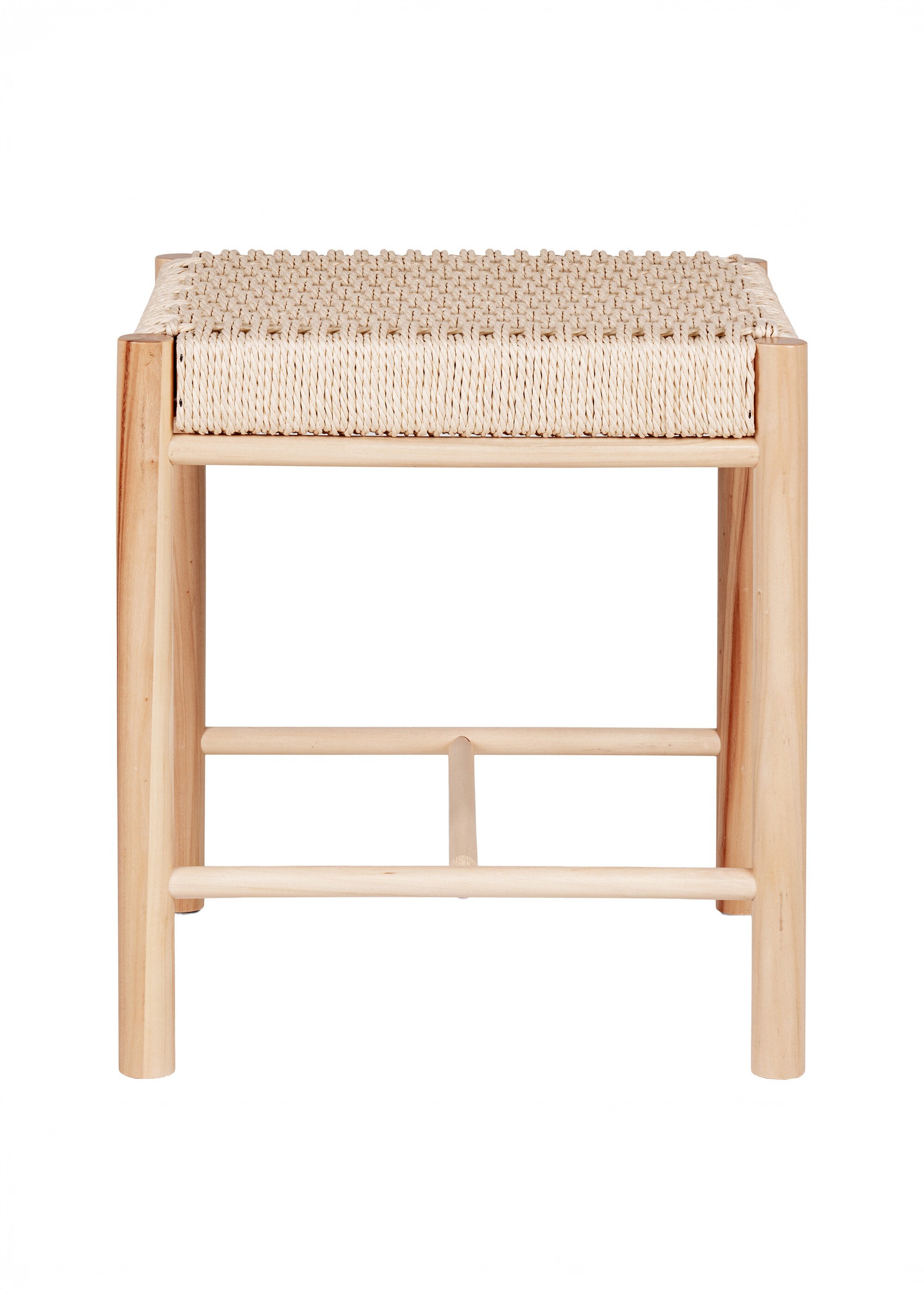 Tabouret en bois avec assise osier BEIGE HN-1501150 DE1