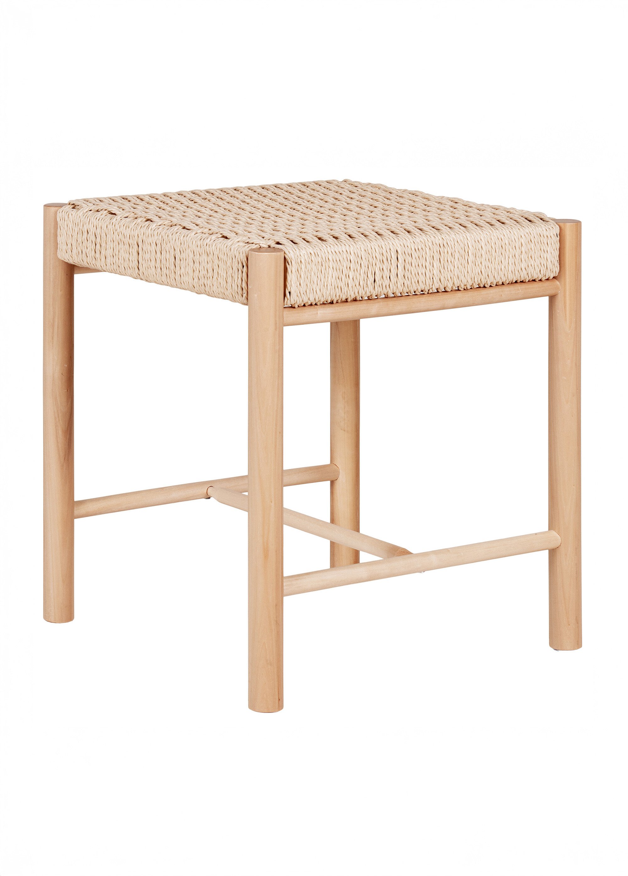 Tabouret en bois avec assise osier BEIGE HN-1501150 FA1