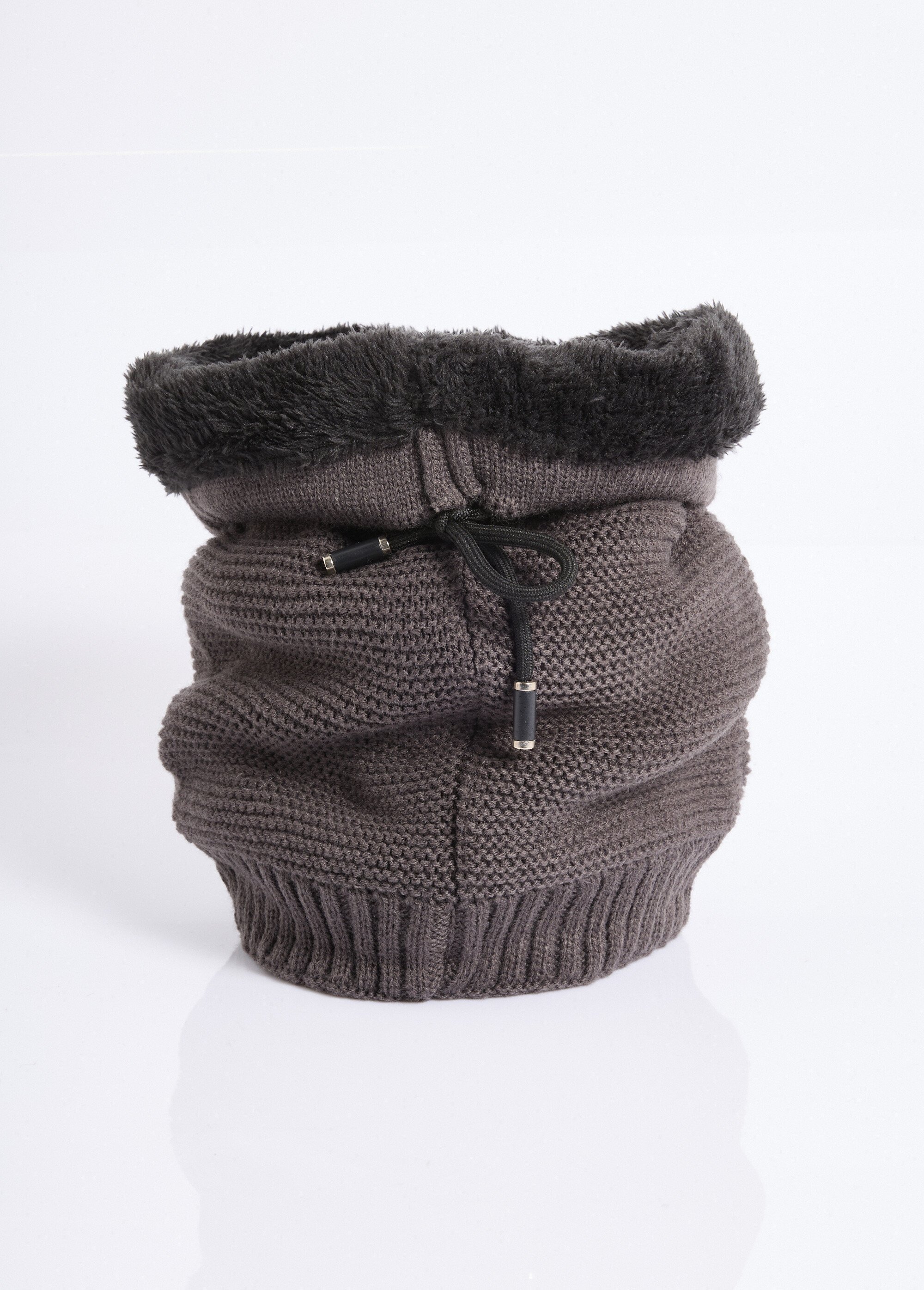 Tour de cou maille et sherpa, point de riz Homme Gris NES180SWM1910 FA1