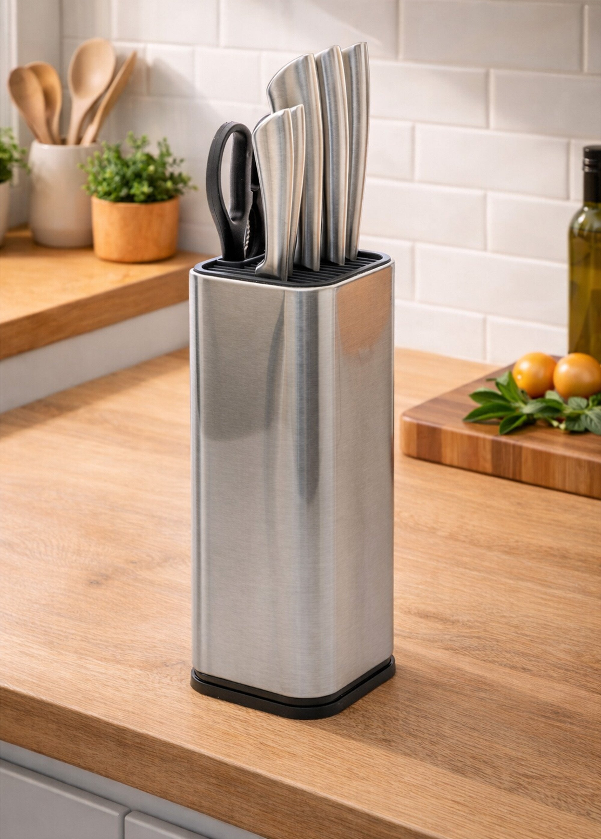 Bloc acier inox 5 couteaux + ciseaux Gris JJA-151380 SI1