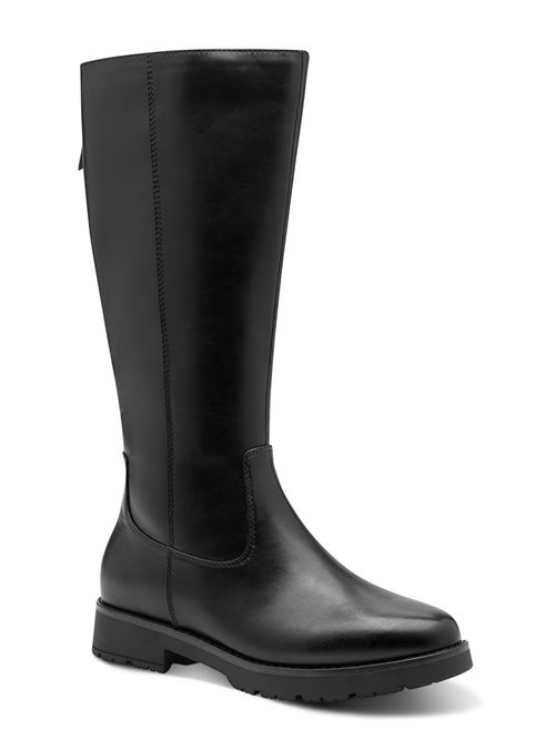 Bottes hautes plates semelle antidérapante Femme Noir JAN82556443 FA1