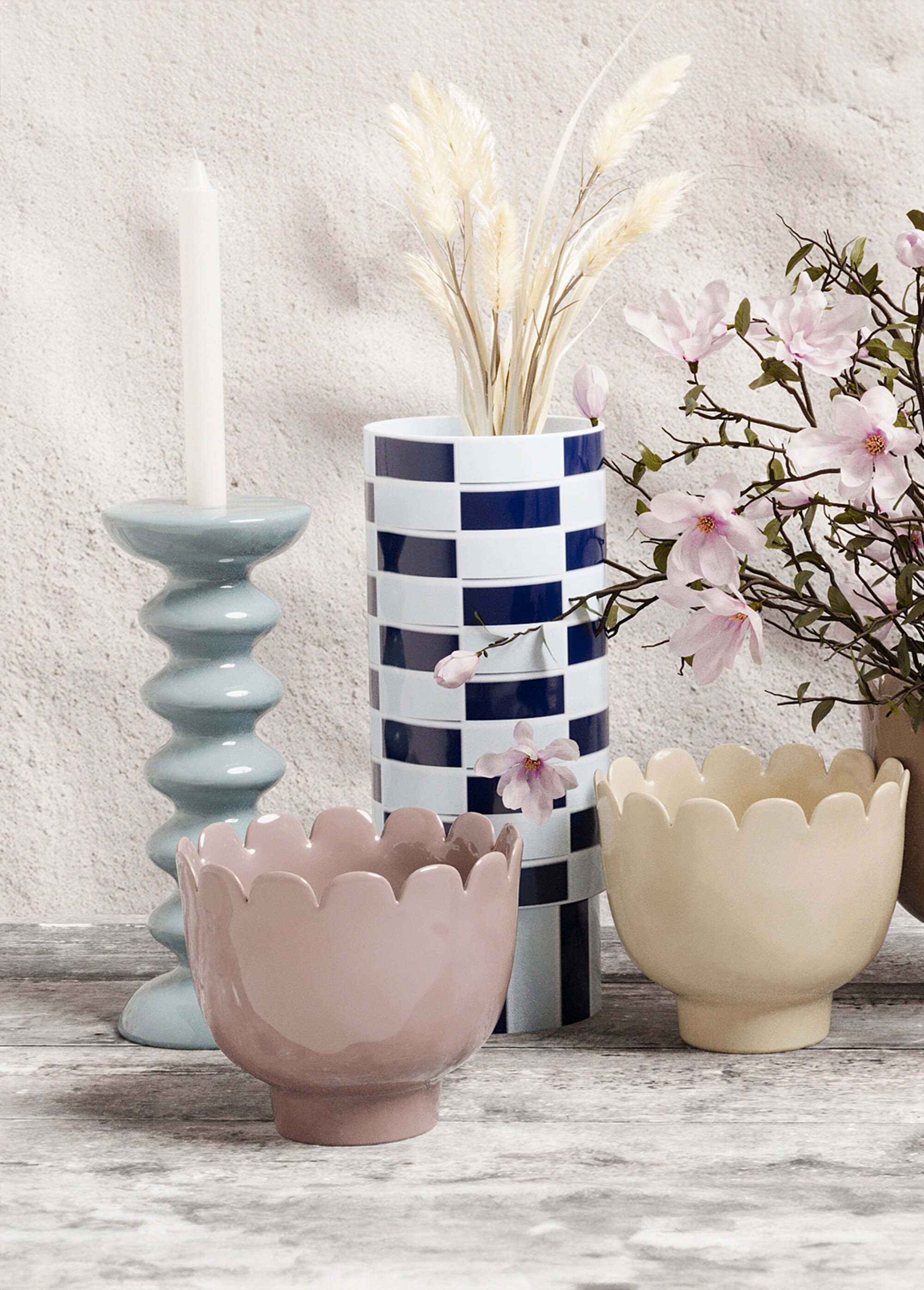 Bougeoir en céramique, style design Bleu POT-SAHARA SF1