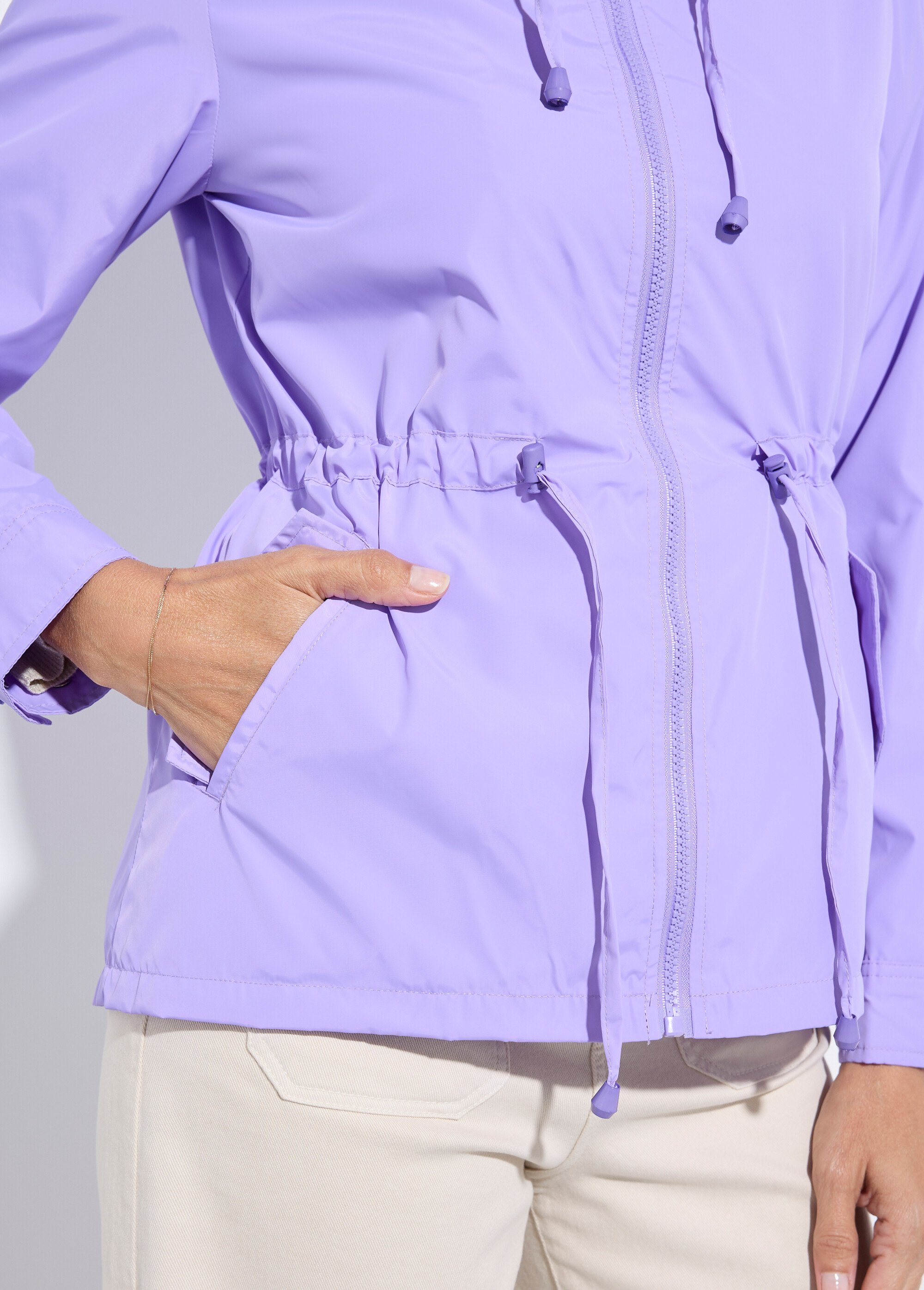 Coupe-vent capuche et taille resserrée Femme Violet CHE-H888 DE2