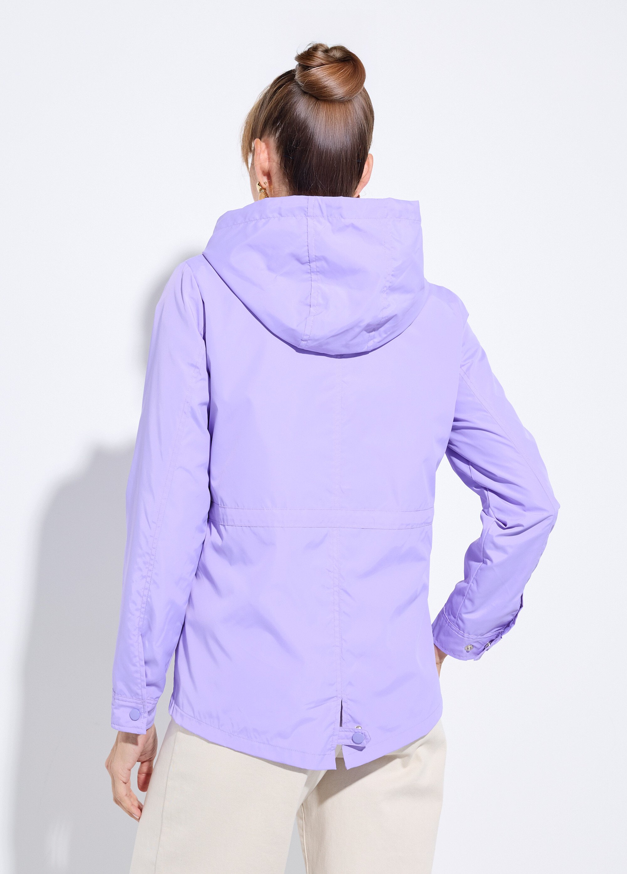 Coupe-vent capuche et taille resserrée Femme Violet CHE-H888 DO1