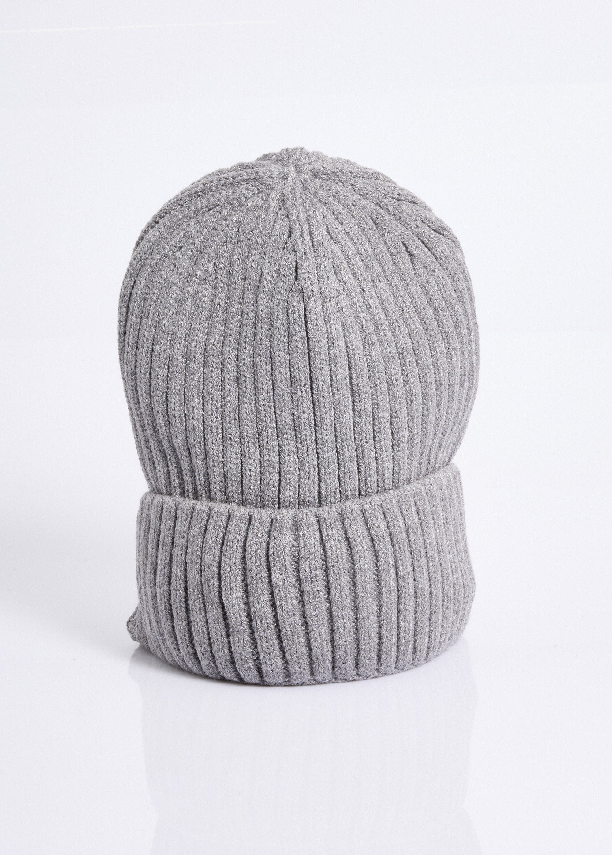 Bonnet en maille cotelée, à revers