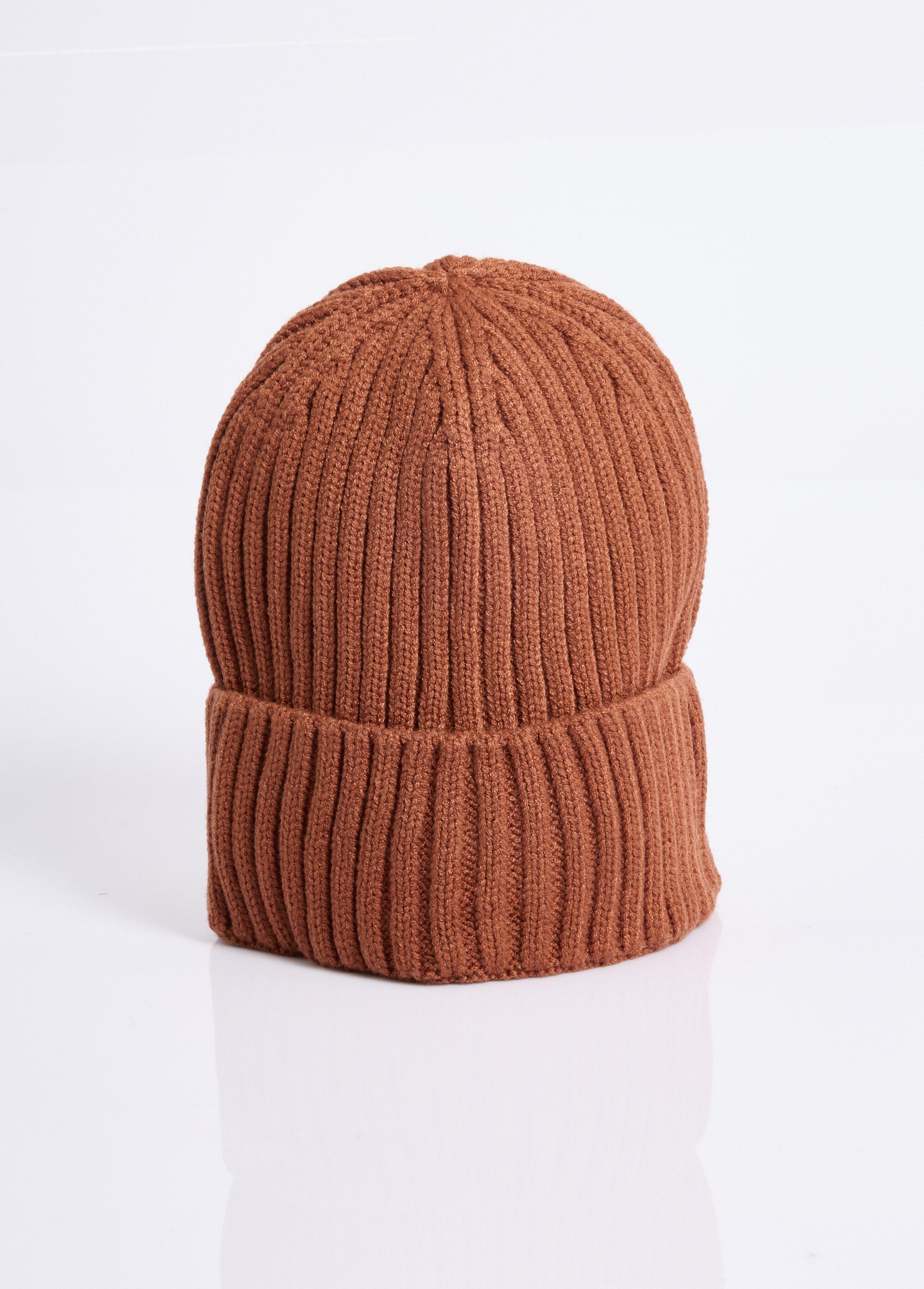 Bonnet en maille cotelée, à revers