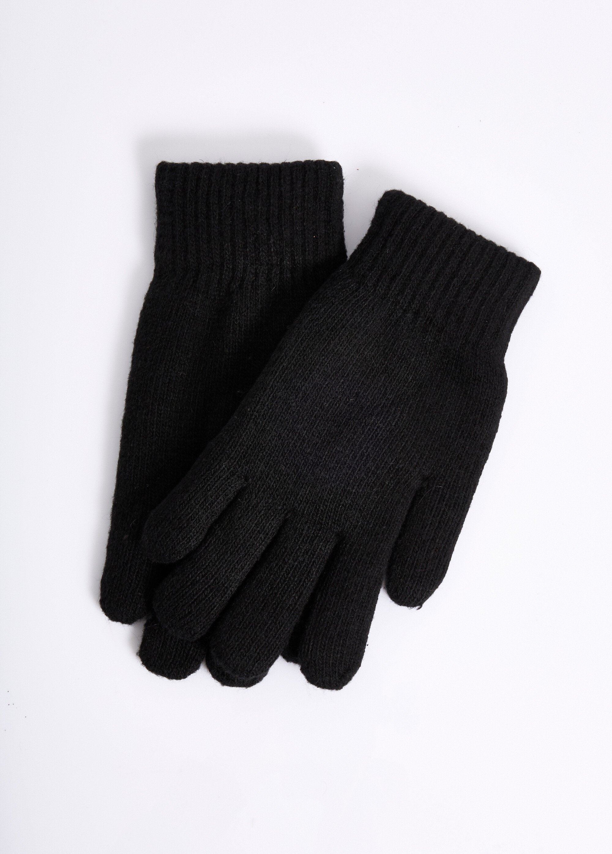 Gants chauds maille, poignet bord cotes Homme Noir NES180MG2401 FA1