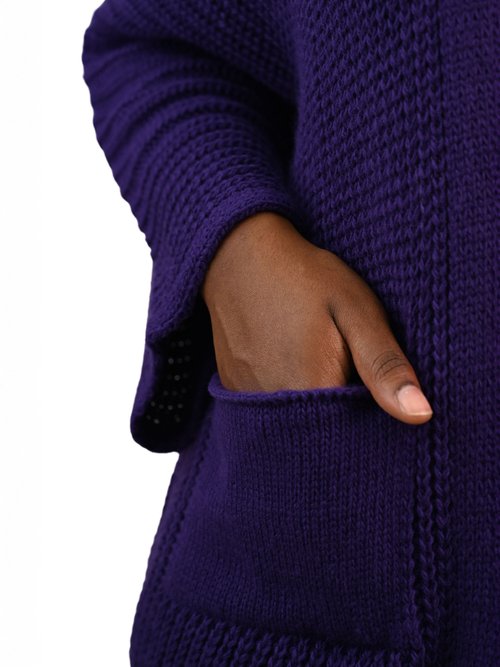 Gilet long maille avec poches plaquées Femme Grande Taille Violet JA-GILONG DE1