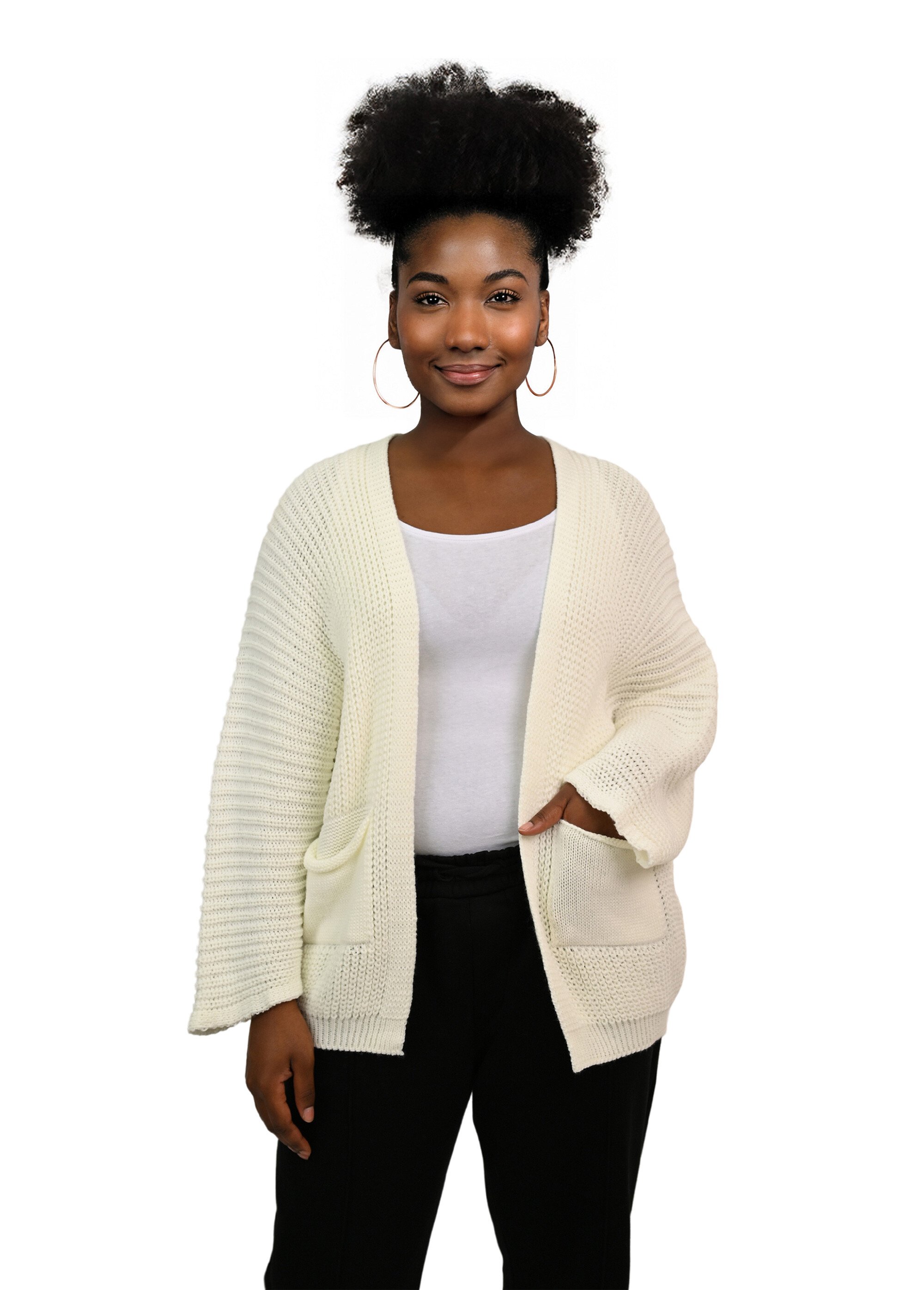 Gilet long maille avec poches plaquées