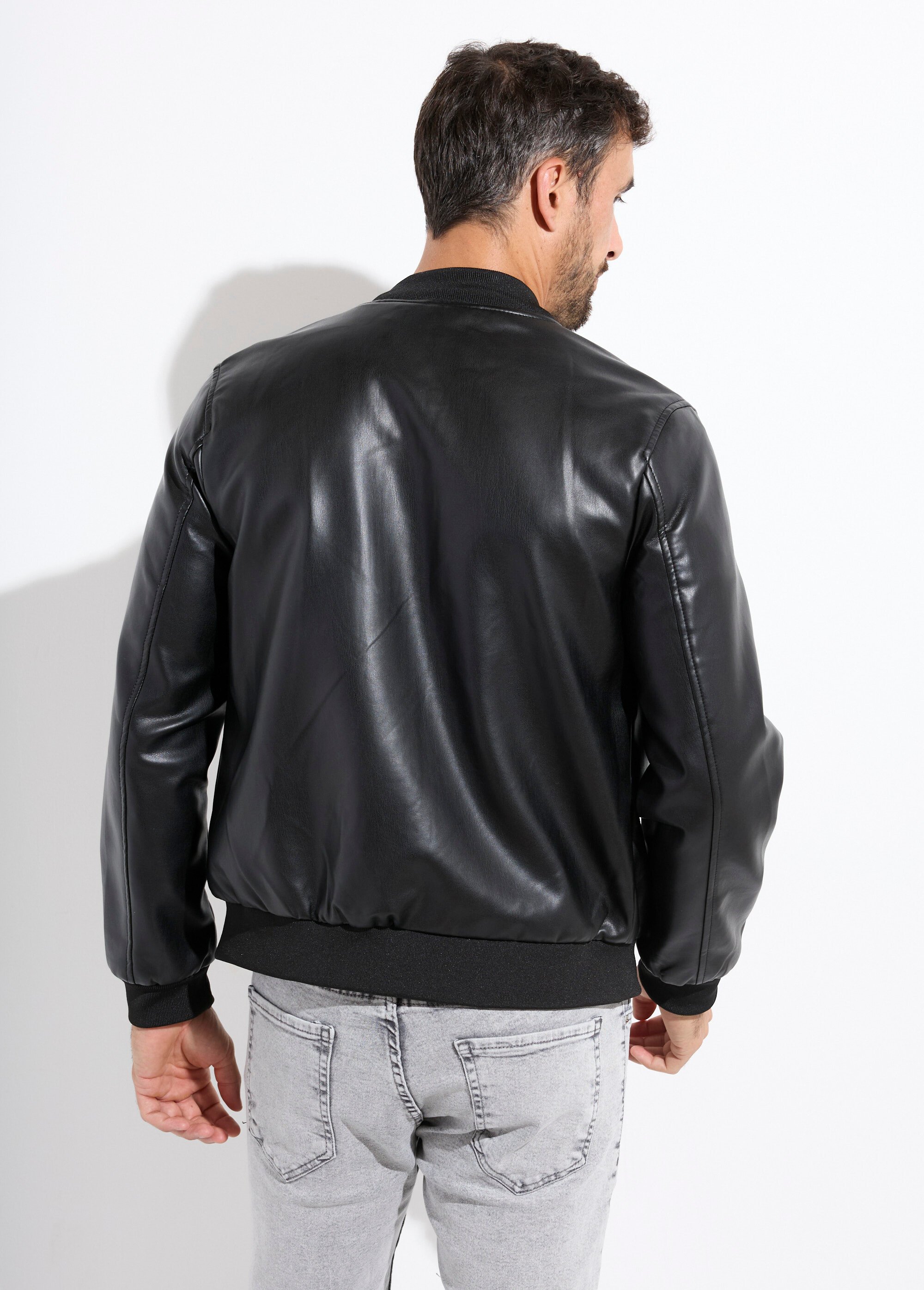 Blouson motard style teddy simili cuir