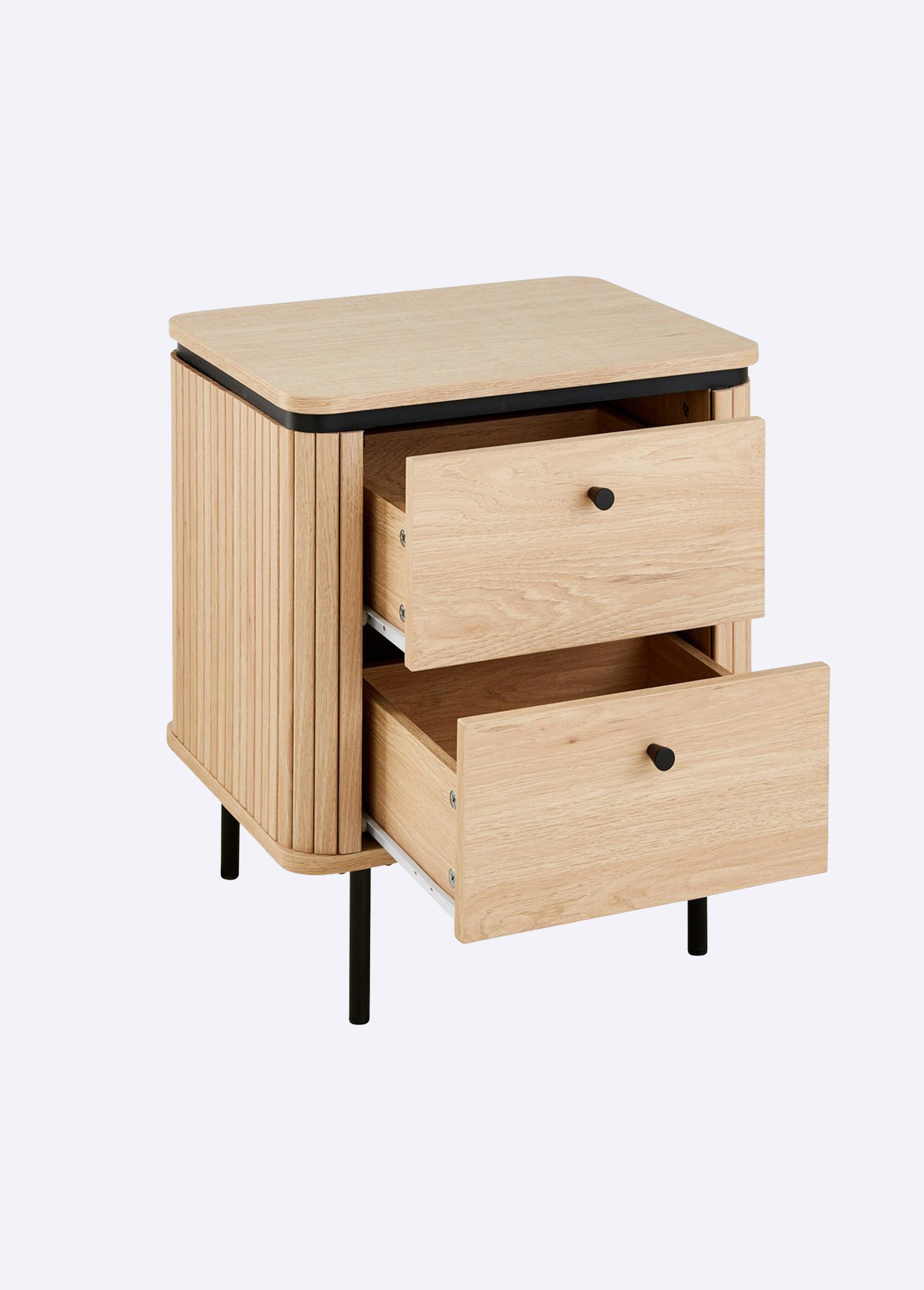 MALAGA Chevet 2 tirors effet rainuré BEIGE CAL-14882133 DE1