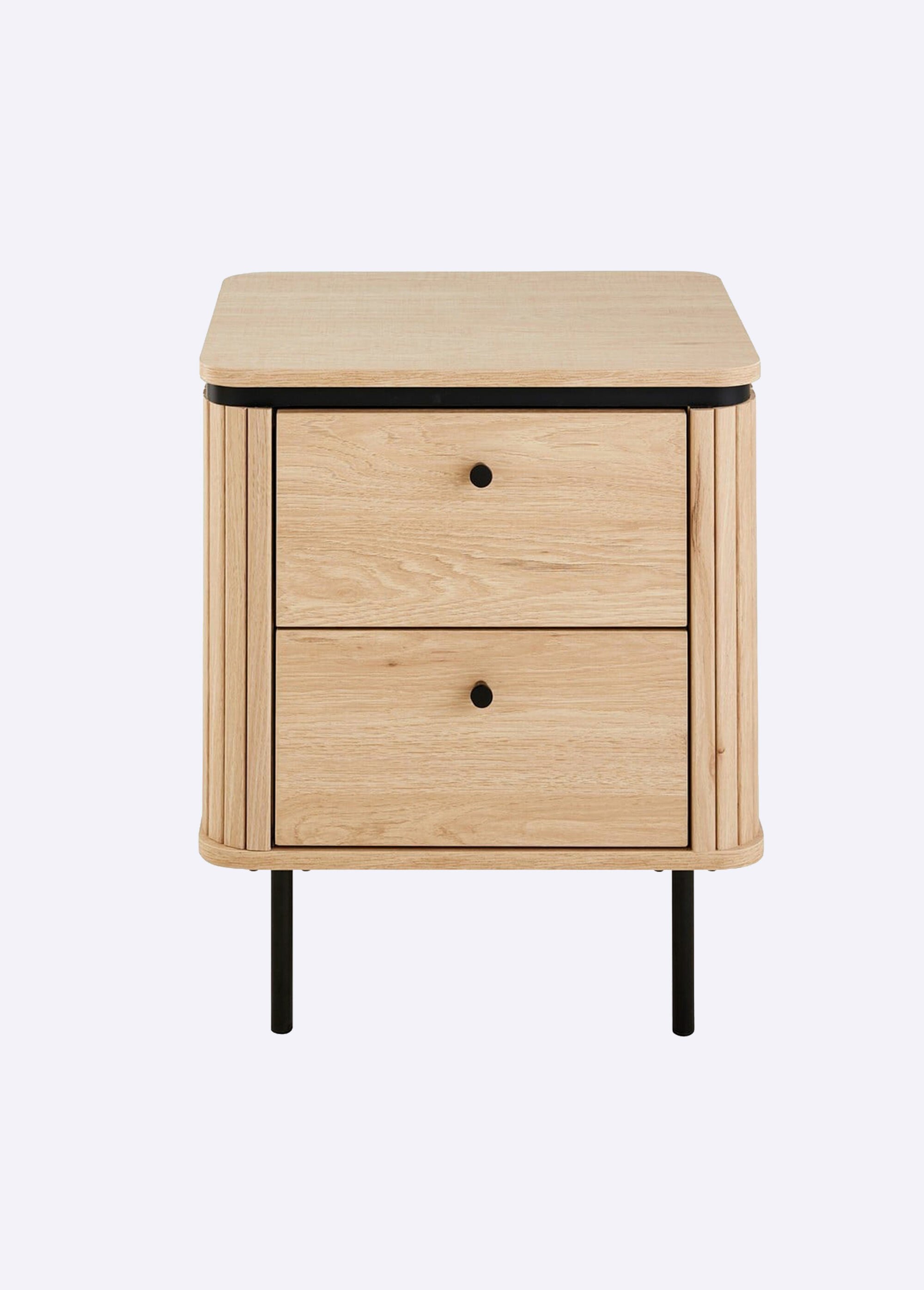 MALAGA Chevet 2 tirors effet rainuré BEIGE CAL-14882133 FA1